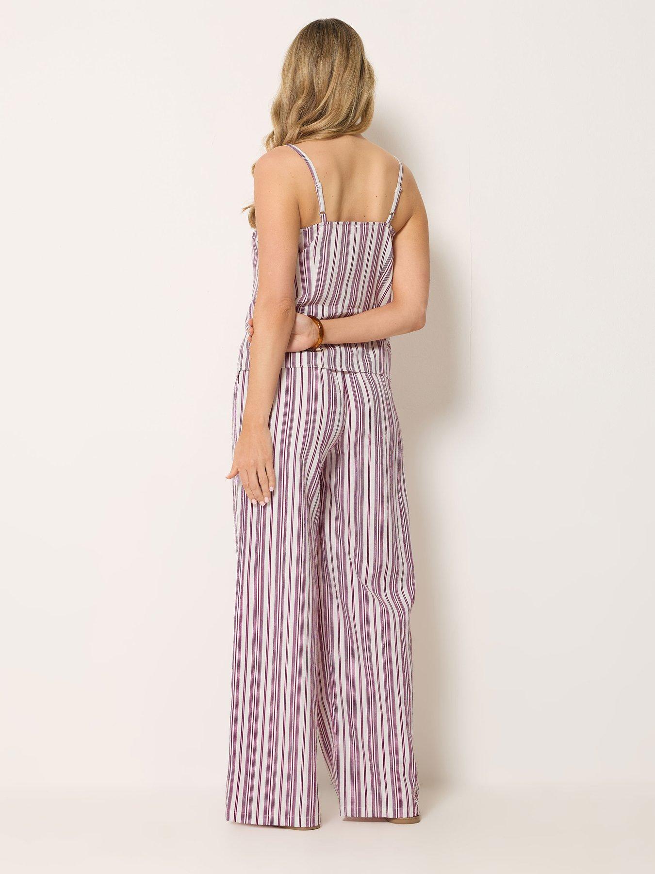 Image 2 of 4 of Long Tall Sally Stripe Trouser &amp; Top Set 34" - Red