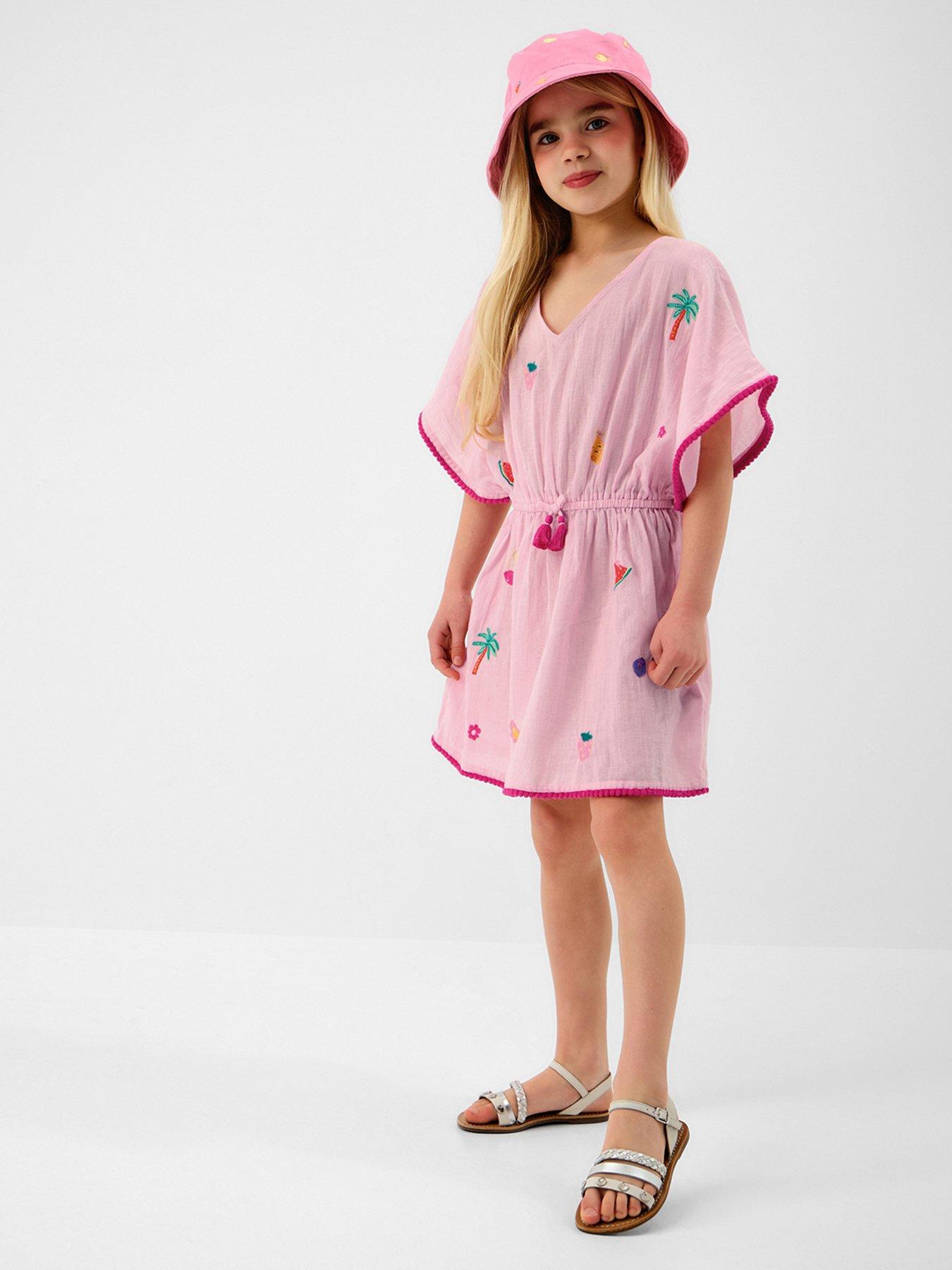 Accessorize Girls Embroidered Fruit Kaftan - Pink