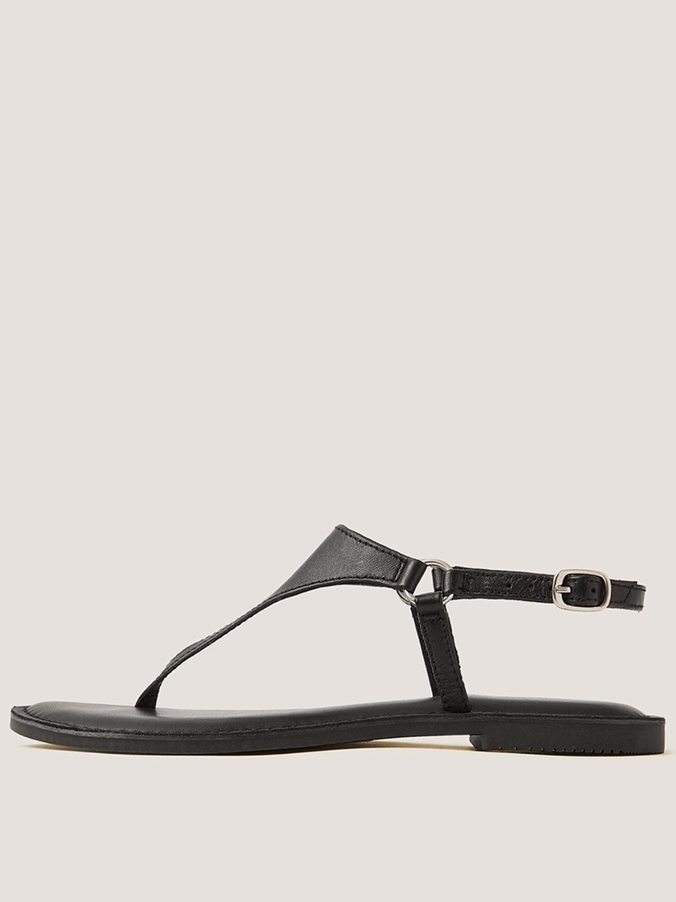 Monsoon Immy Leather Toe Post - Black