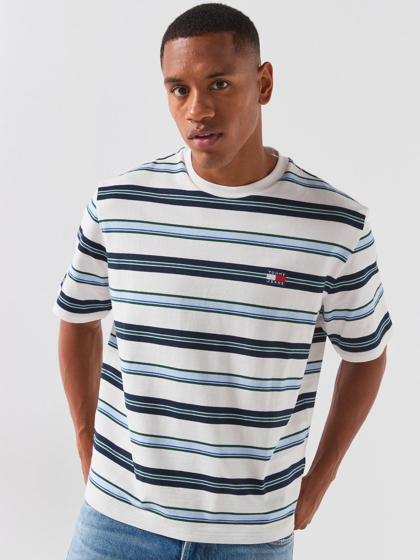 Image 1 of 6 of Tommy Jeans 90s Stripe Short Sleeve T-Shirt - White