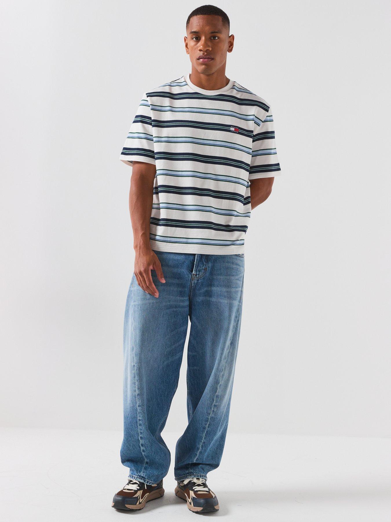 Image 3 of 6 of Tommy Jeans 90s Stripe Short Sleeve T-Shirt - White
