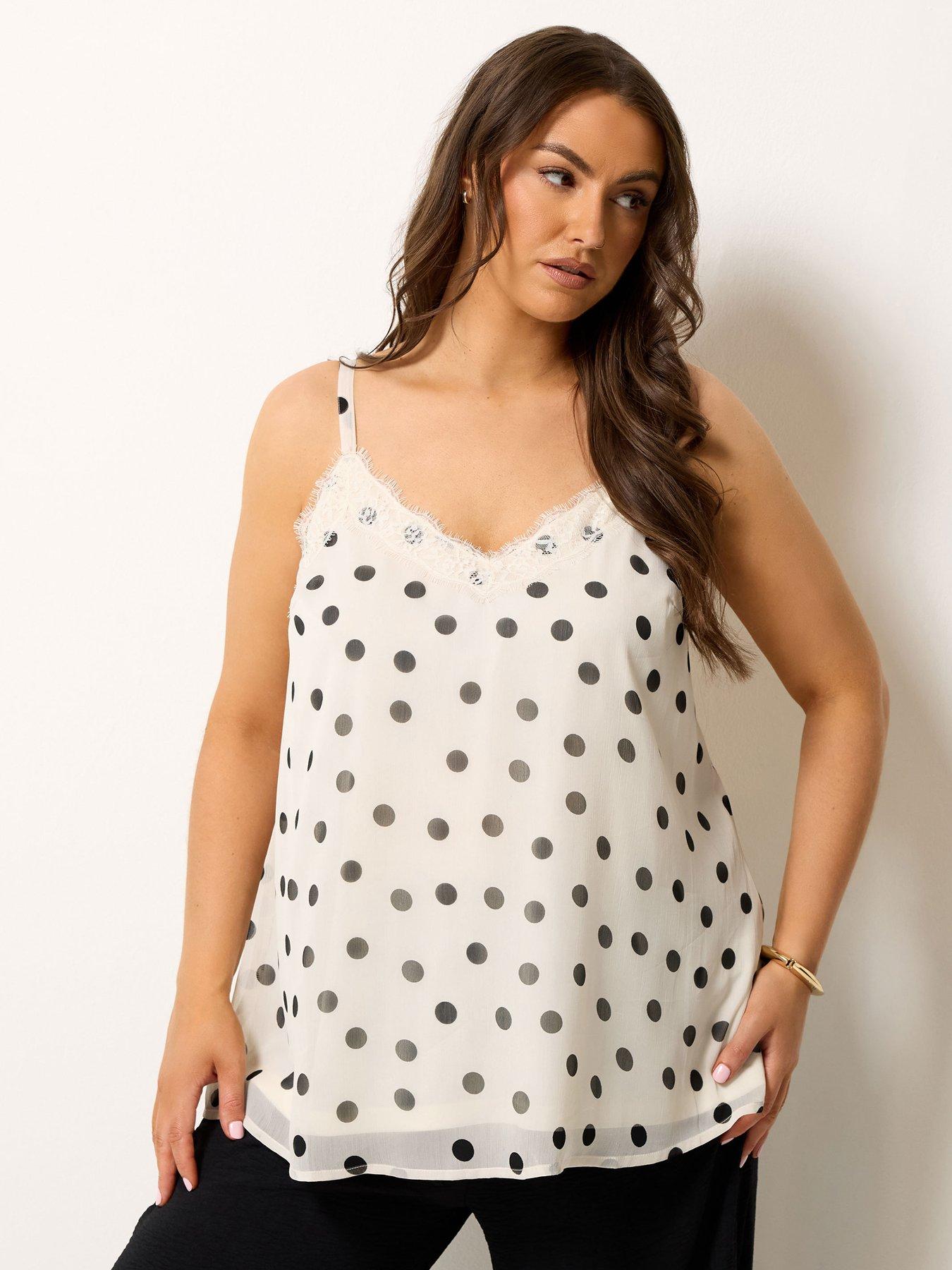 Yours Curve Spot Print Lace Vest
