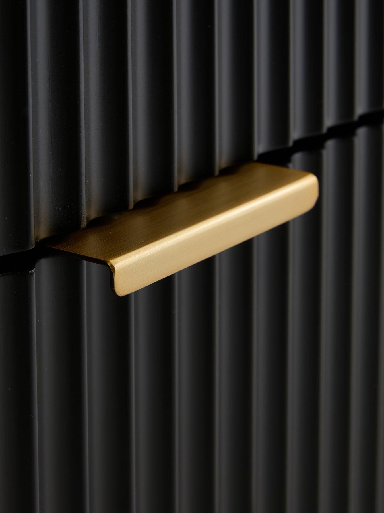 Image 7 of 7 of The Very Collection Cora 3 Piece&nbsp;Package - 5 Drawer Chest and Pair of&nbsp;2 Drawer&nbsp;Bedside Chests - Black/Brass