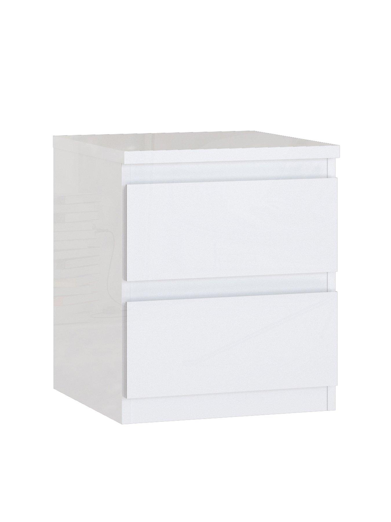 Image 4 of 6 of The Very Collection Layton Gloss 3 Piece&nbsp;Package - 4 Door Wardrobe, 5 Drawer Chest,&nbsp;2&nbsp;Drawer Bedside Chest - White Gloss - FSC&reg; Certified