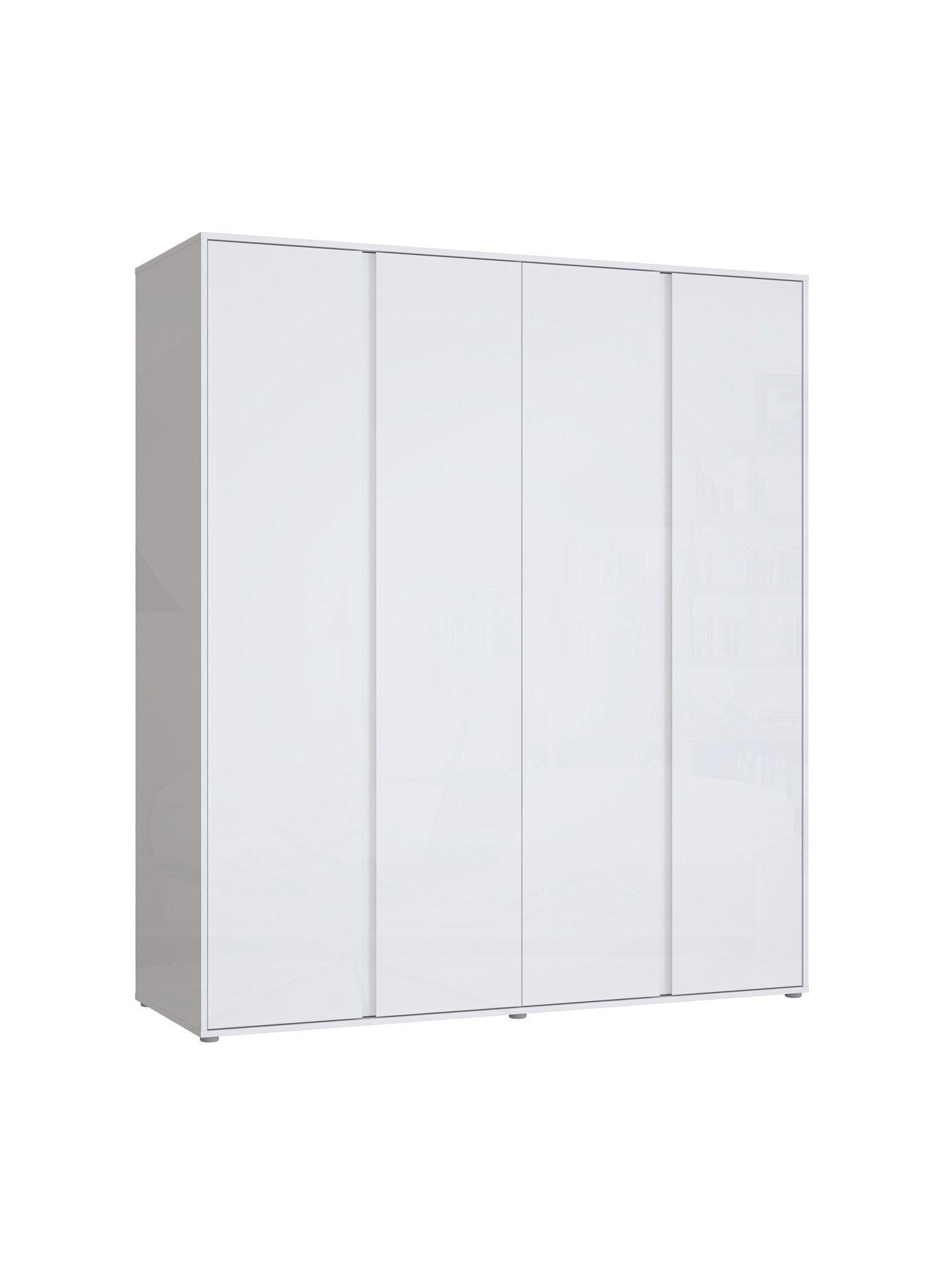 Image 5 of 6 of The Very Collection Layton Gloss 3 Piece&nbsp;Package - 4 Door Wardrobe, 5 Drawer Chest,&nbsp;2&nbsp;Drawer Bedside Chest - White Gloss - FSC&reg; Certified