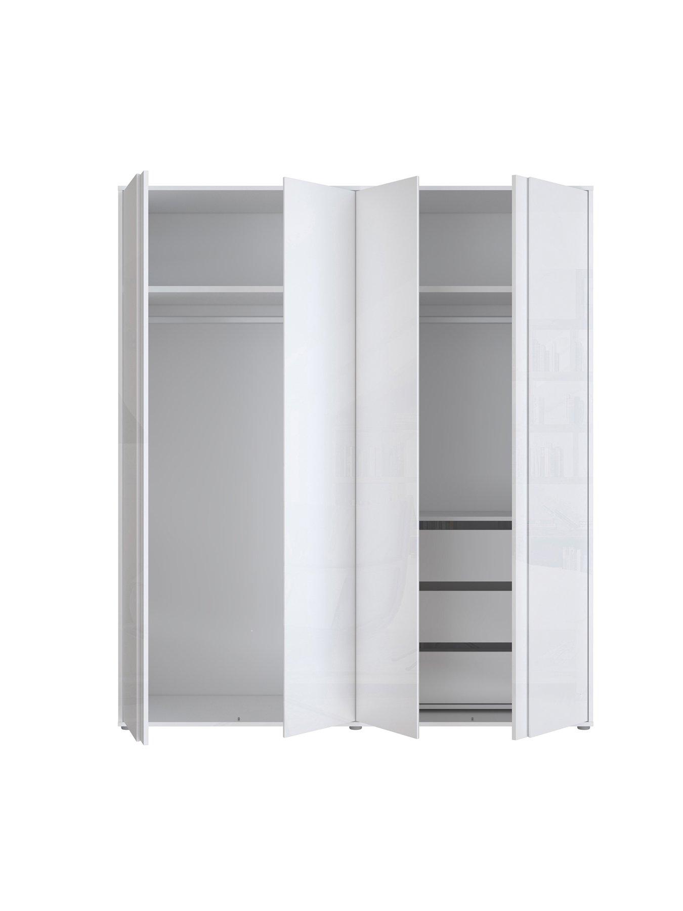 Image 6 of 6 of The Very Collection Layton Gloss 3 Piece&nbsp;Package - 4 Door Wardrobe, 5 Drawer Chest,&nbsp;2&nbsp;Drawer Bedside Chest - White Gloss - FSC&reg; Certified
