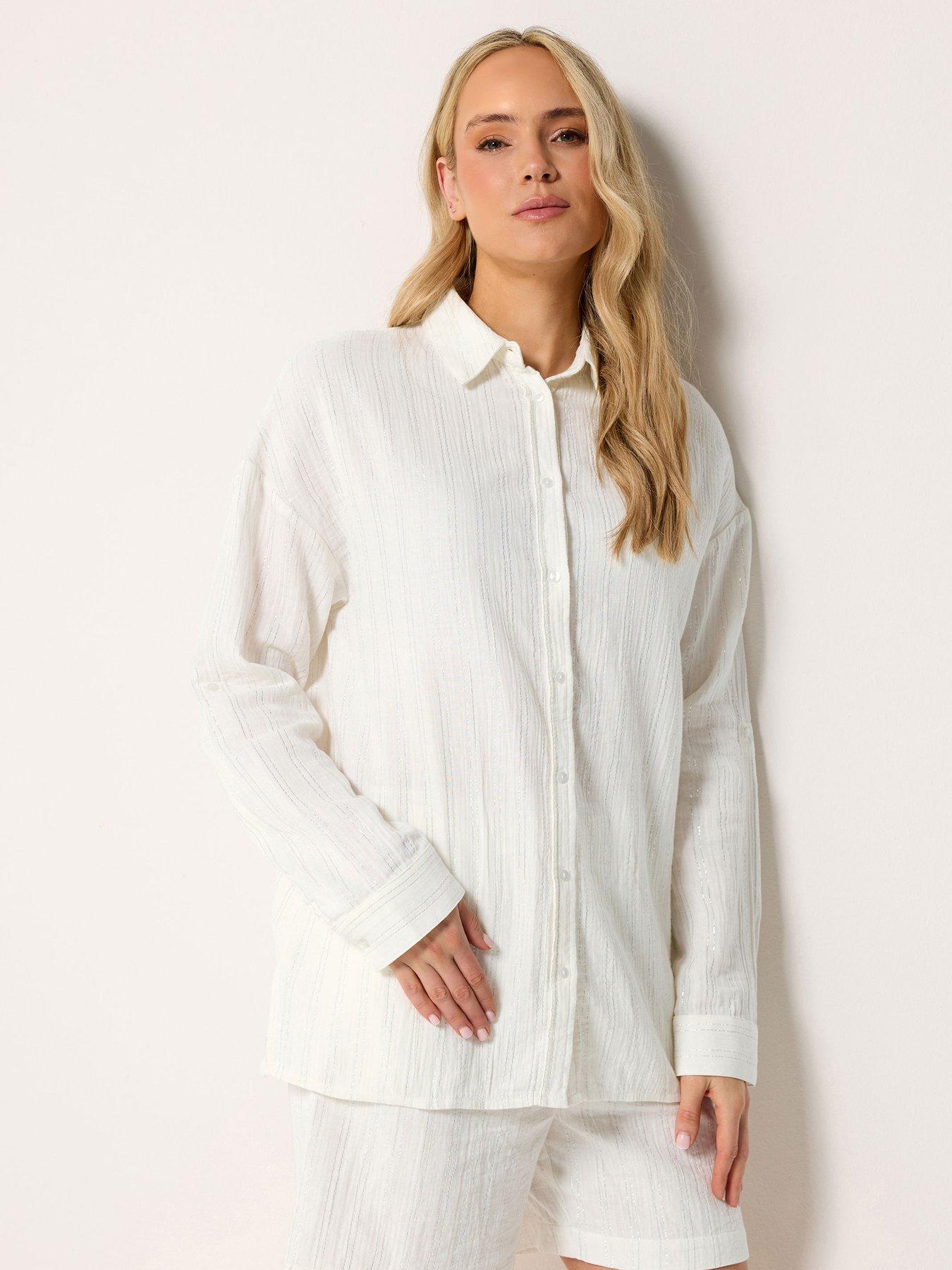 Long Tall Sally Lurex Relaxed Shirt - White