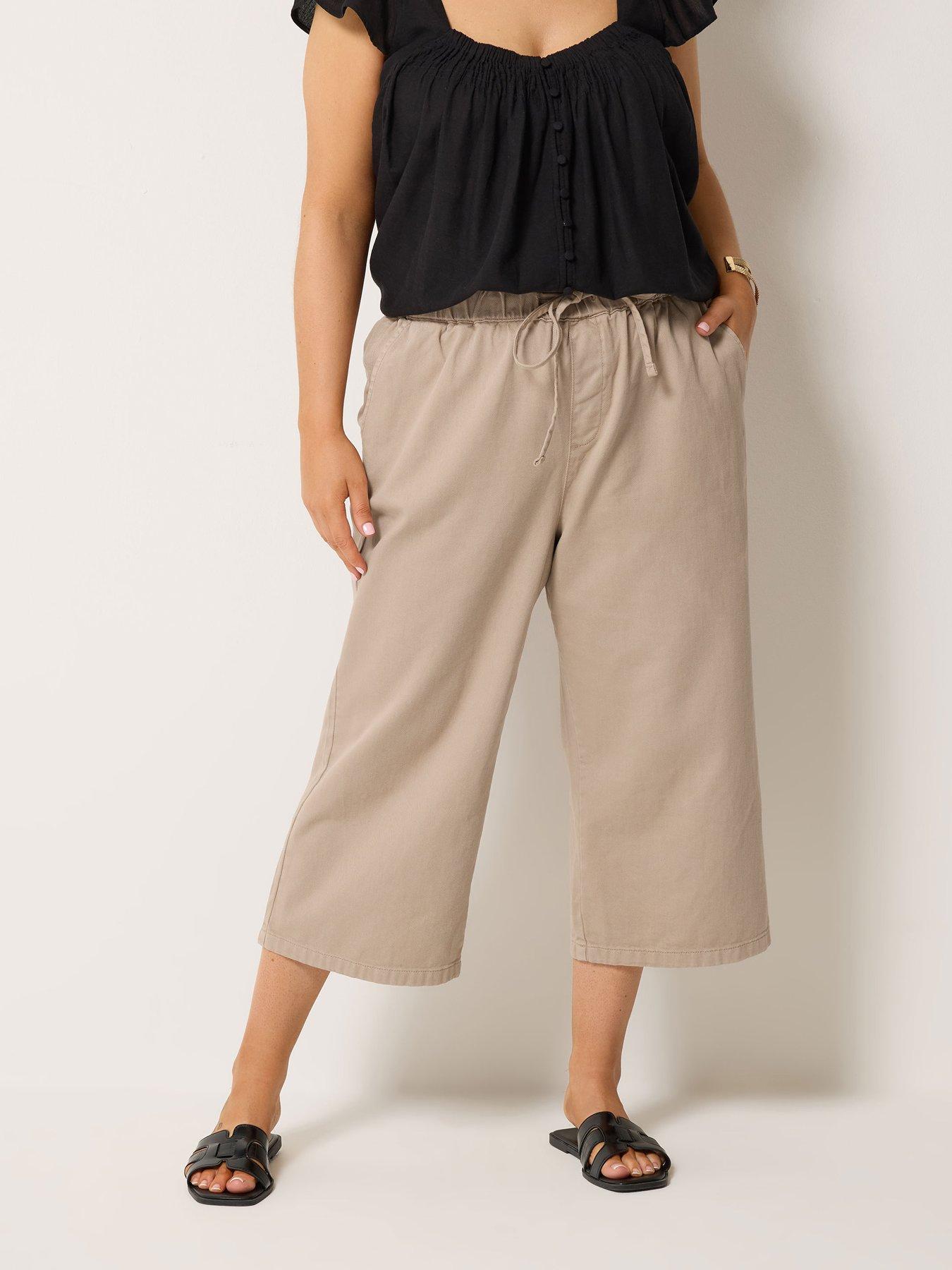 Image 1 of 4 of Yours Curve Pull On Crop Trousers