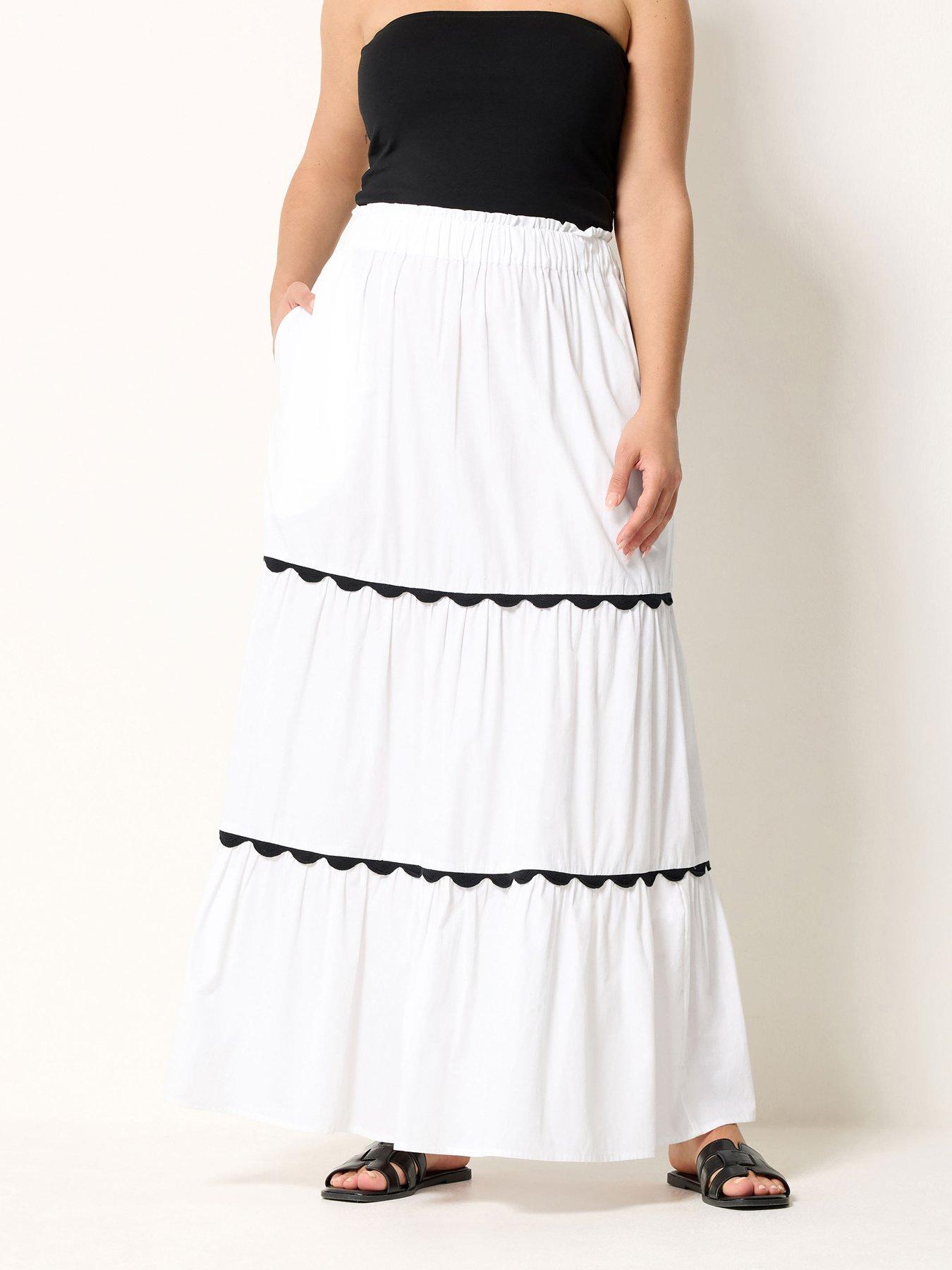 Yours Curve Ric Rac Trim Maxi Skirt