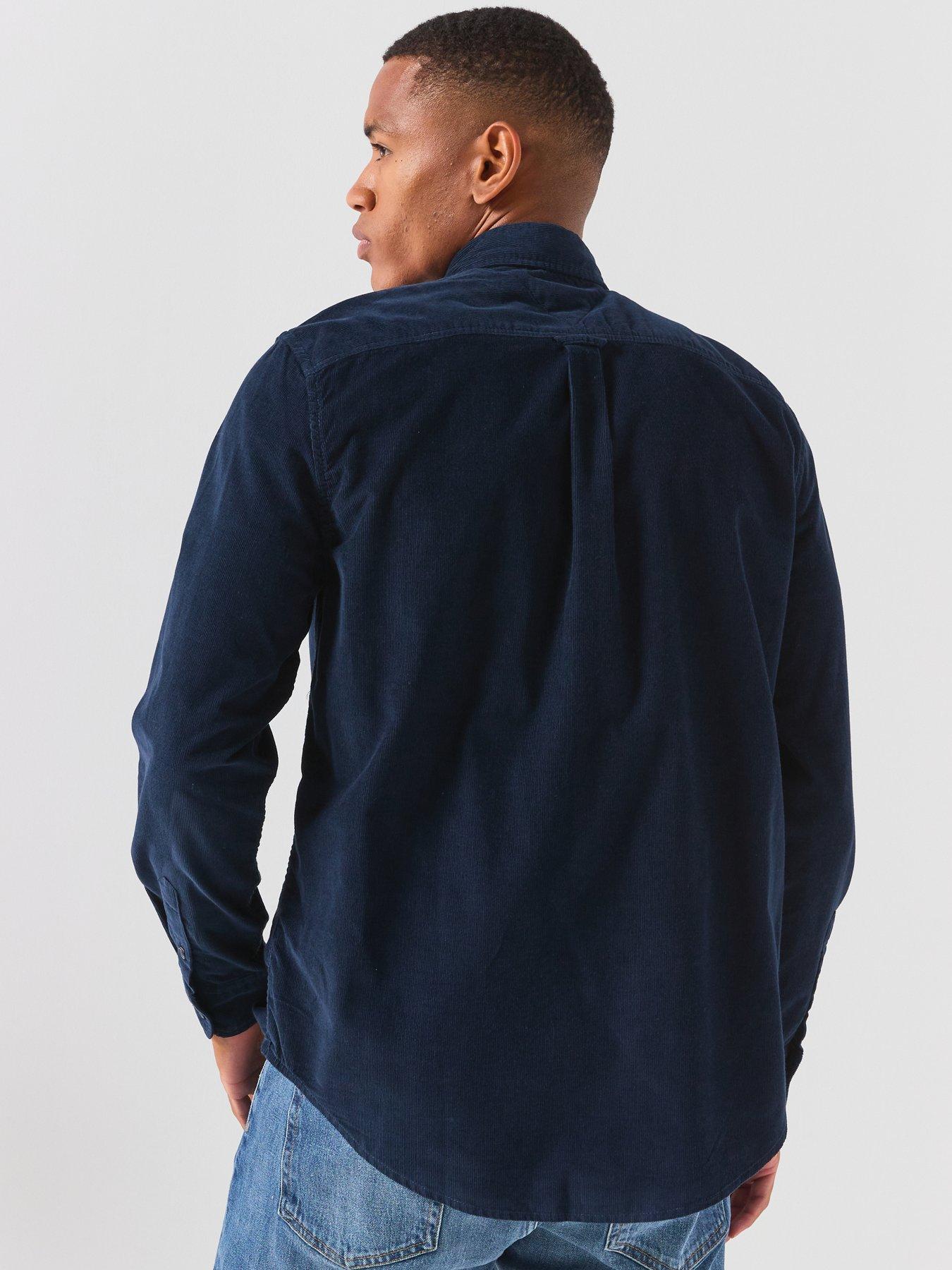 Image 2 of 6 of Tommy Jeans Mens Corduroy Button-Down Long Sleeve Shirt - Navy