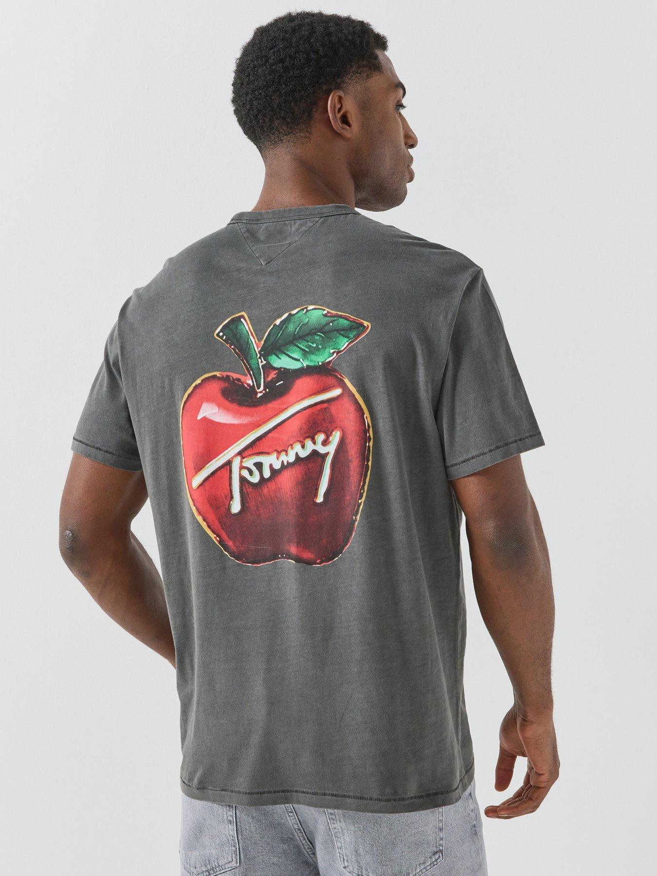 Tommy Jeans Mens Cherry Back Graphic T-Shirt, Grey, Size L, Men