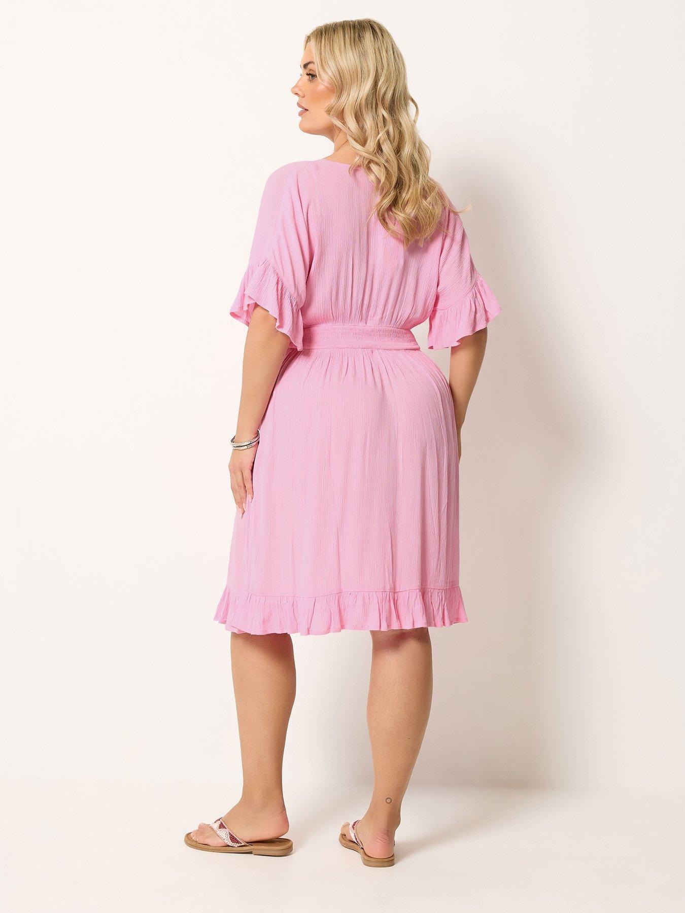 Image 2 of 5 of Yours Curve Mini Crinkle Beach Cover Up - Pink