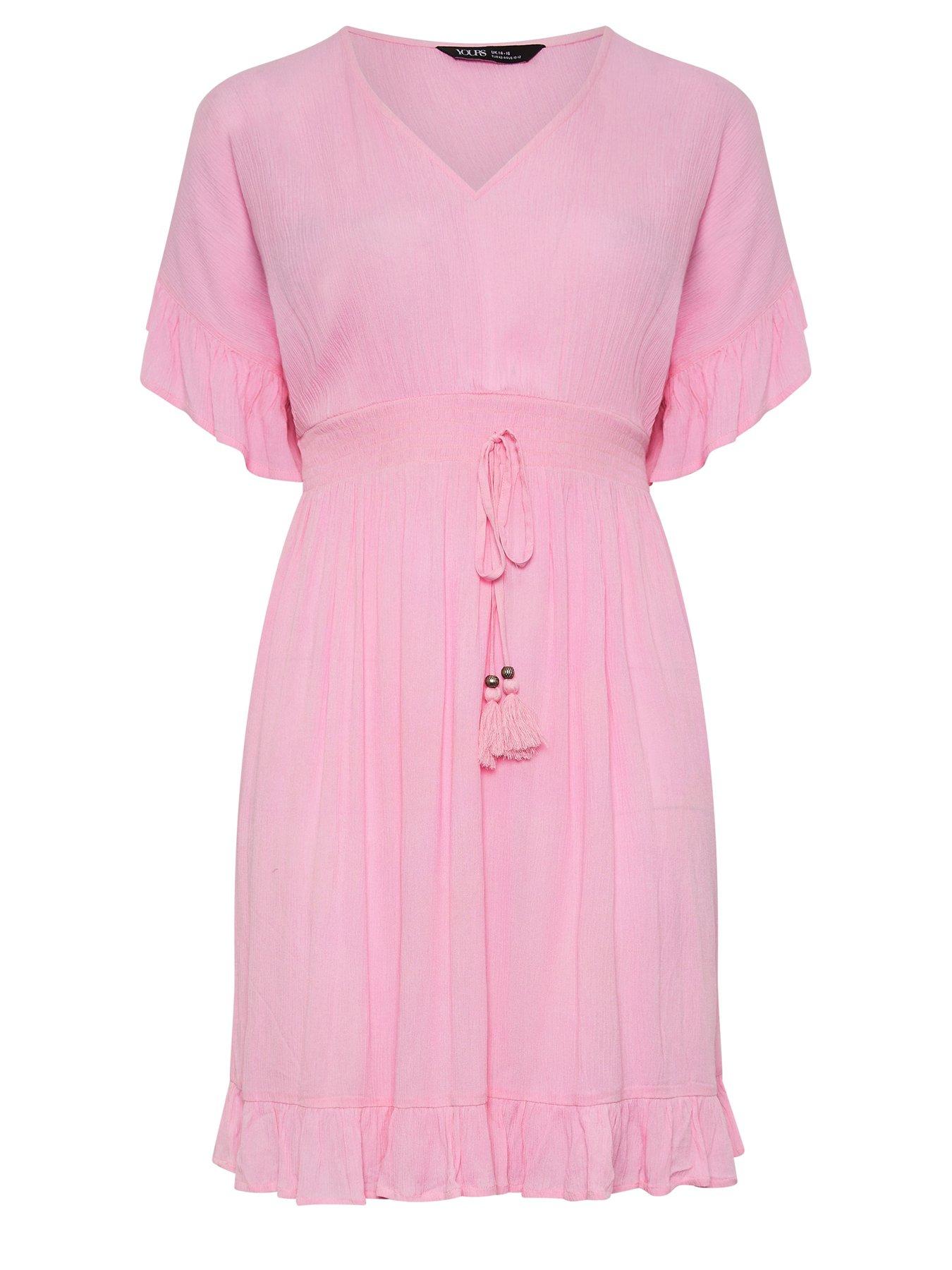 Image 5 of 5 of Yours Curve Mini Crinkle Beach Cover Up - Pink