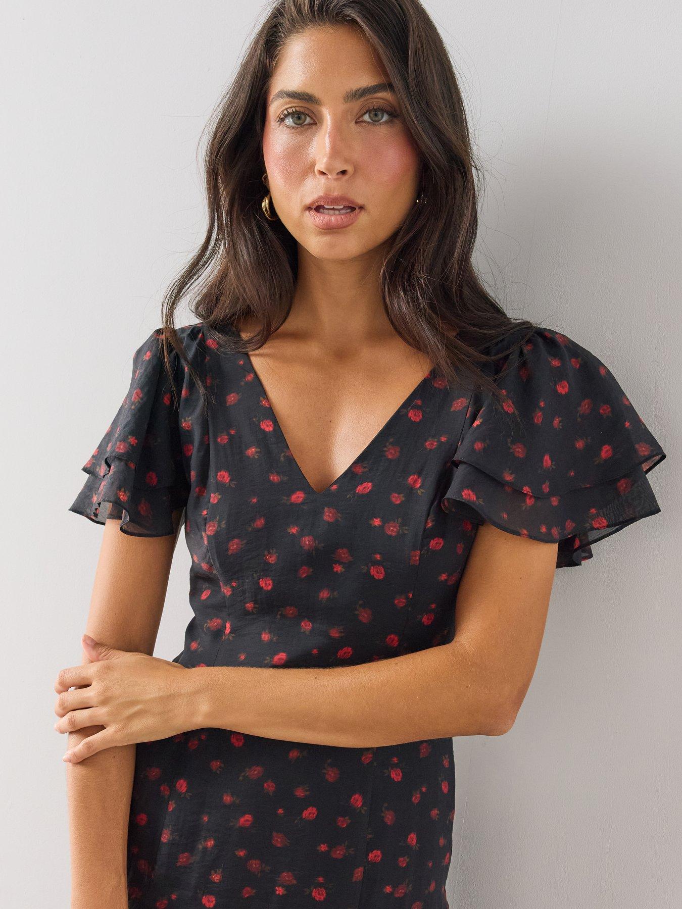 The Very Collection Womens Curve Floral Tiered Ruffle Midi Dress ...