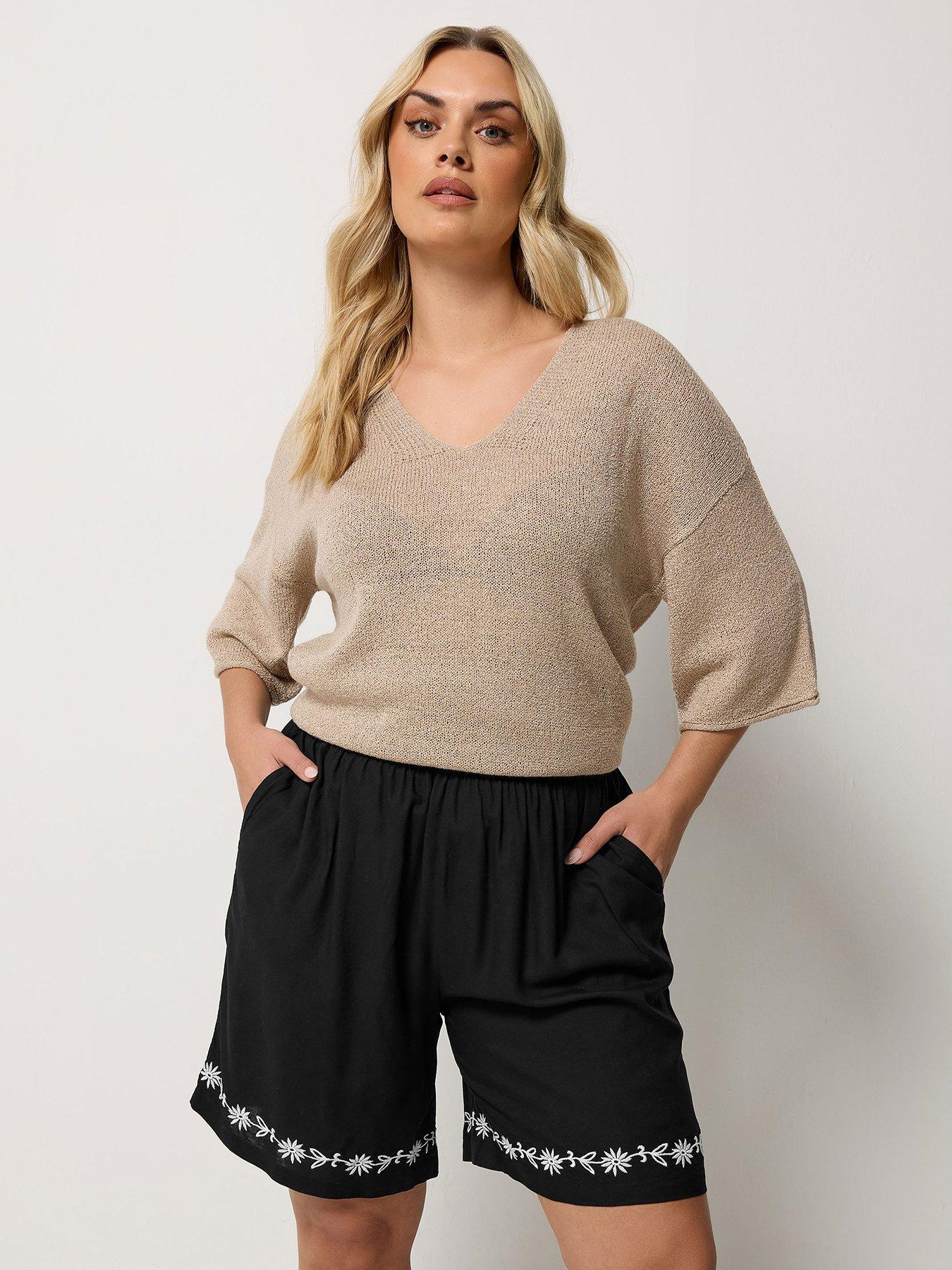 Yours Curve Embroidered Hem Short