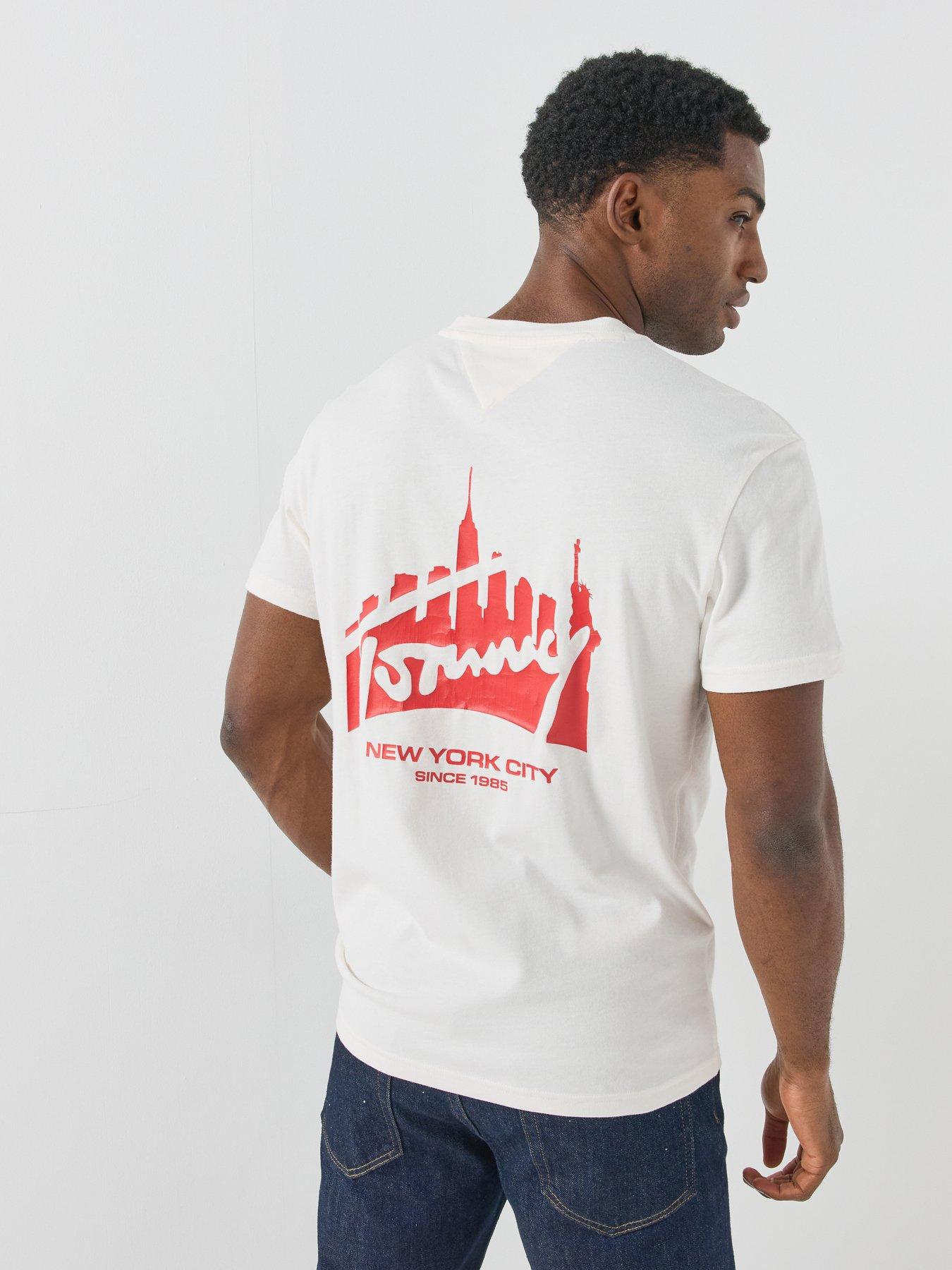 Image 1 of 6 of Tommy Jeans Regular Back Graphic Skyline T-Shirt - White