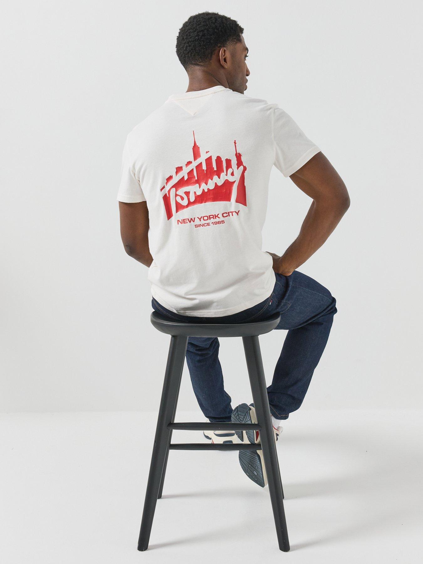 Image 2 of 6 of Tommy Jeans Regular Back Graphic Skyline T-Shirt - White