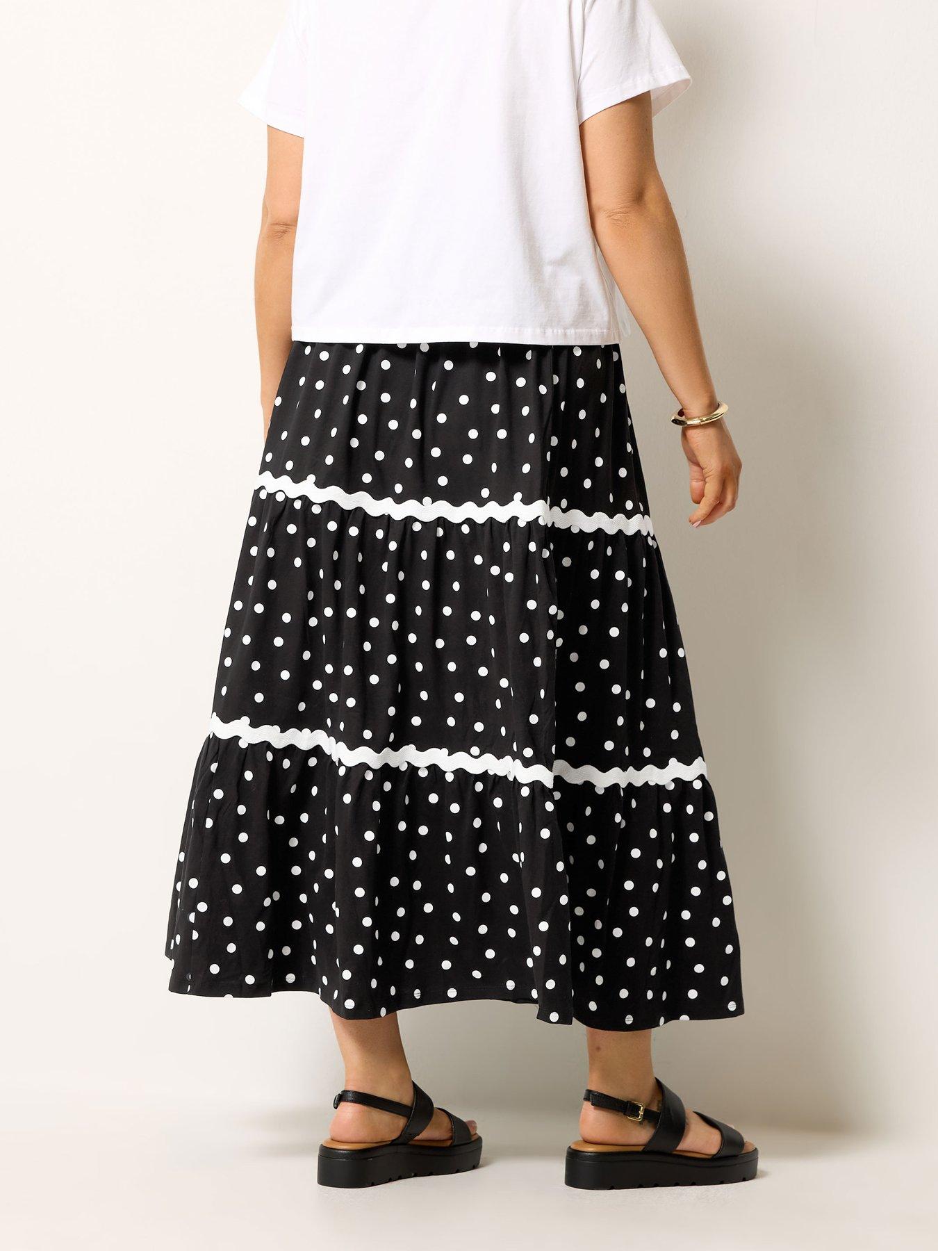 Image 2 of 4 of Yours Curve Ric Rac Jersey Skirt - Black