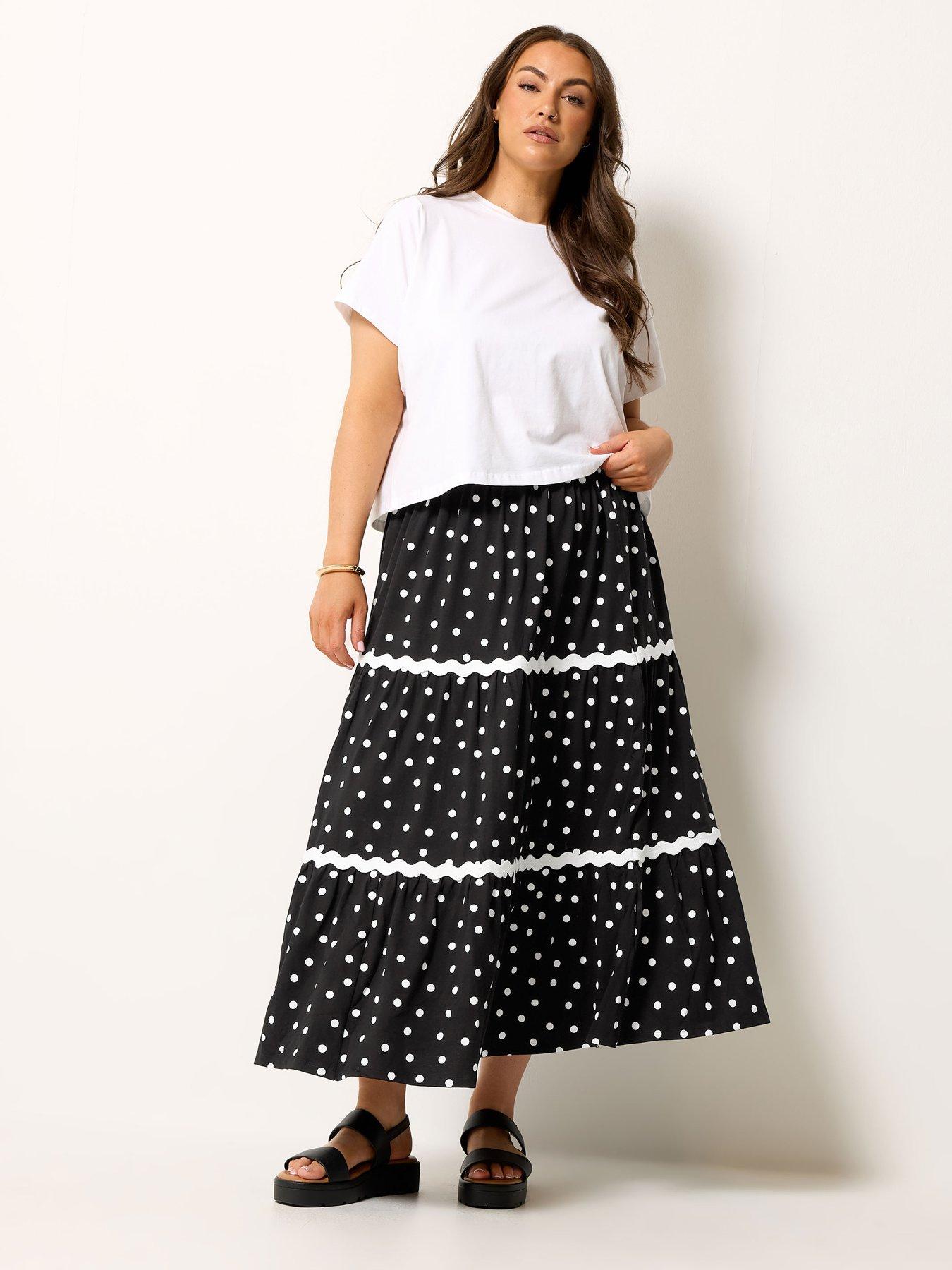Image 3 of 4 of Yours Curve Ric Rac Jersey Skirt - Black