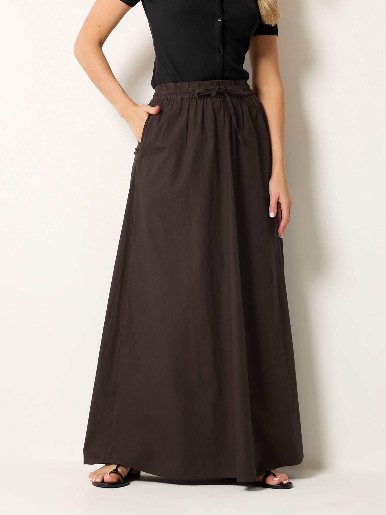 Long Tall Sally Pull On Maxi Skirt - Brown