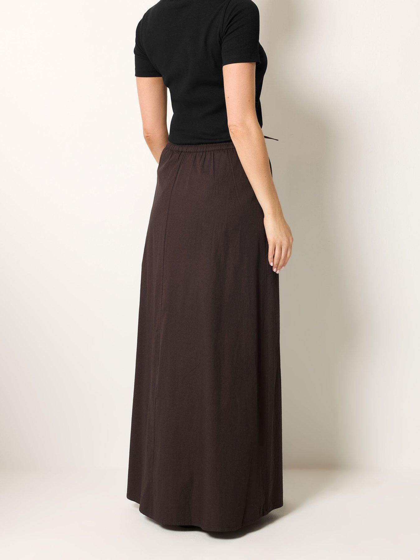 Image 2 of 4 of Long Tall Sally Pull On Maxi Skirt - Brown