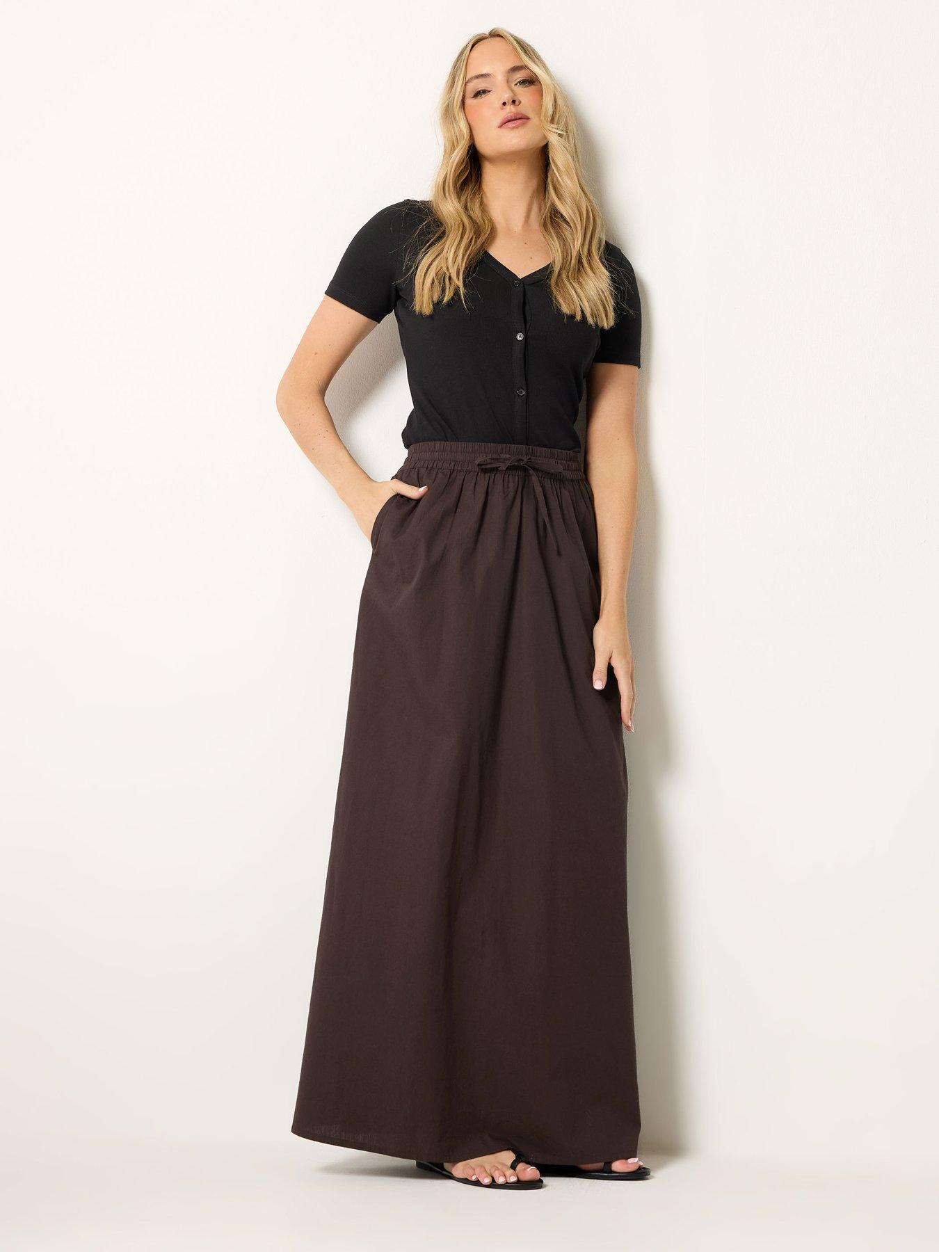 Image 3 of 4 of Long Tall Sally Pull On Maxi Skirt - Brown