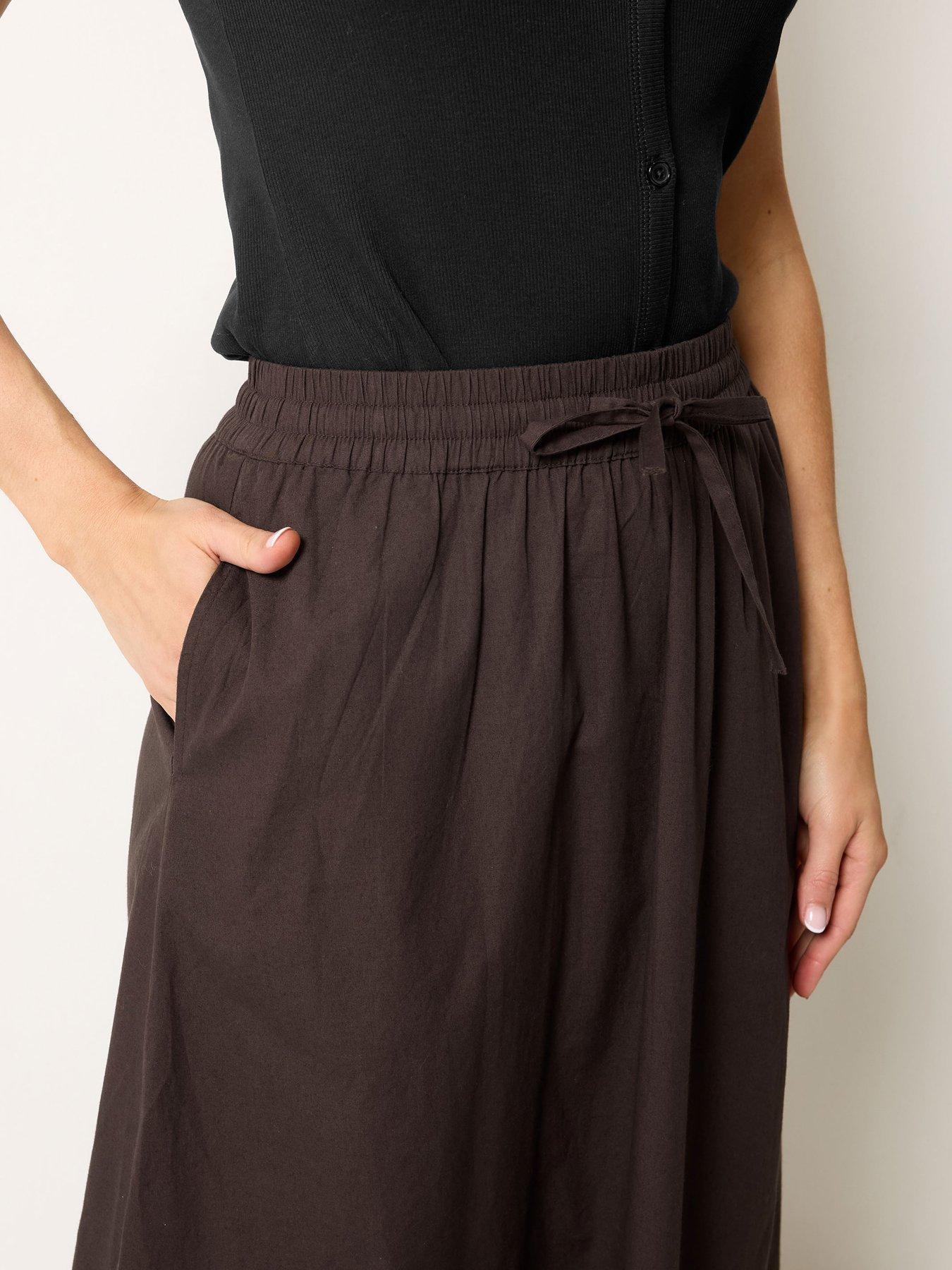Image 4 of 4 of Long Tall Sally Pull On Maxi Skirt - Brown