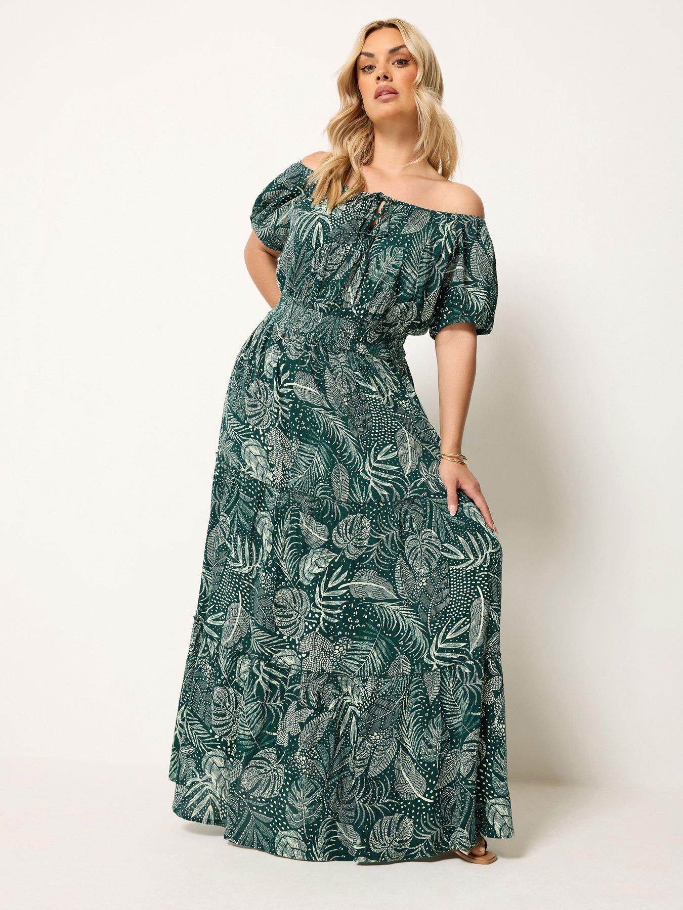 Yours Curve Printed Gypsy Bardot Maxi Dress