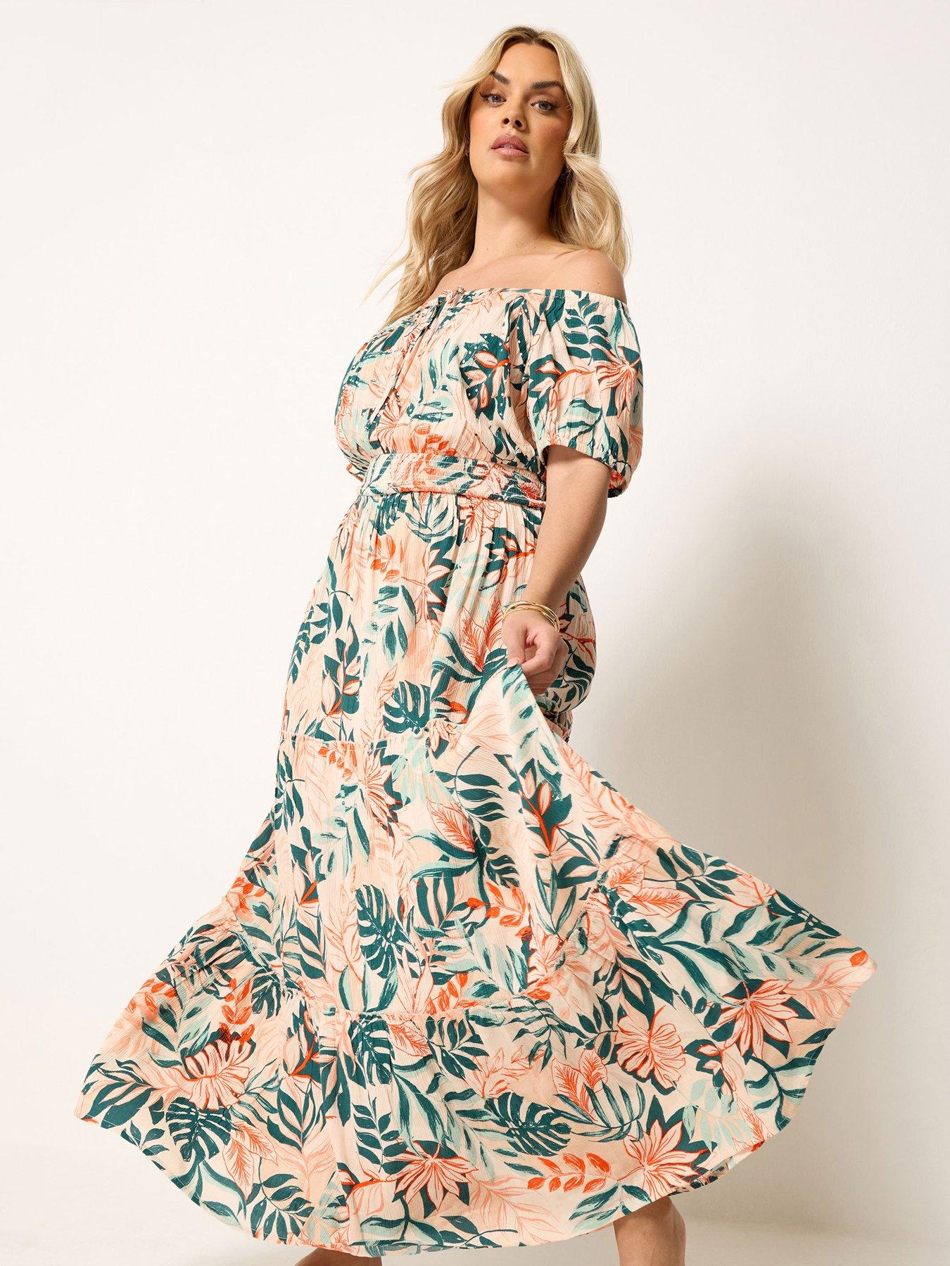 Image 1 of 4 of Yours Curve Gypsy Bardot Maxi Dress