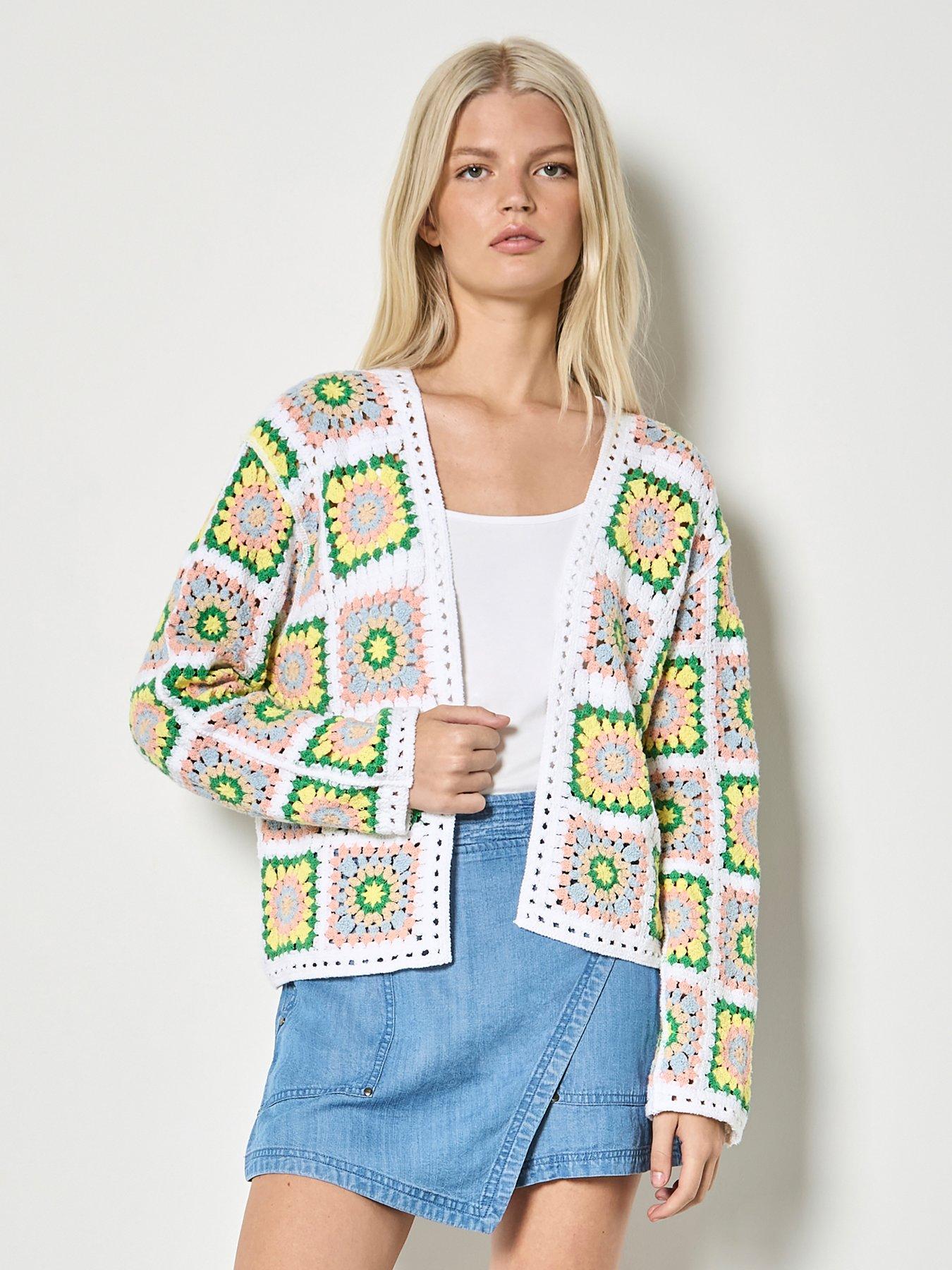Apricot Crochet Open Cardigan - Yellow