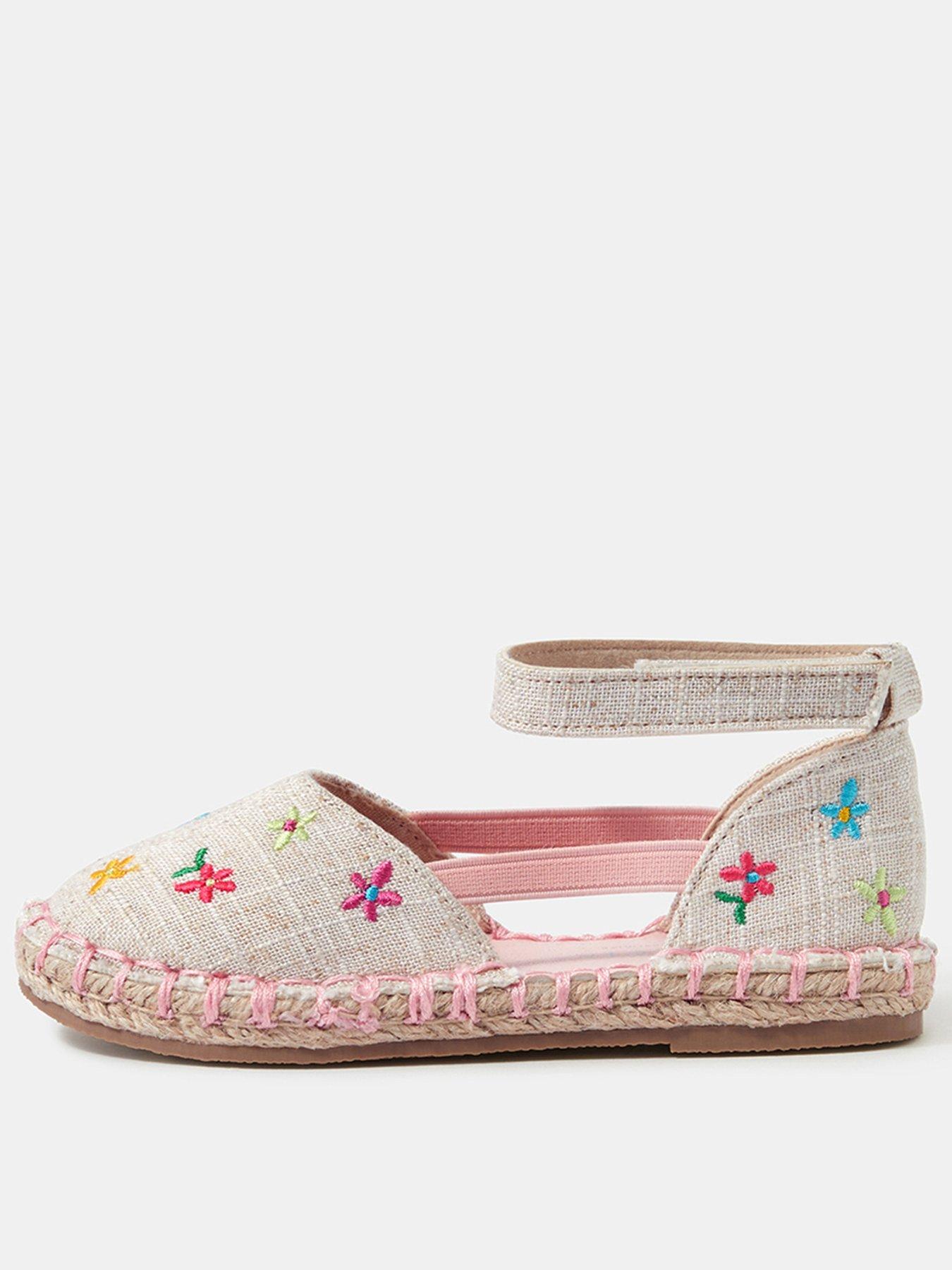 Accessorize Girls Embroidered Flower Espadrilles - Beige