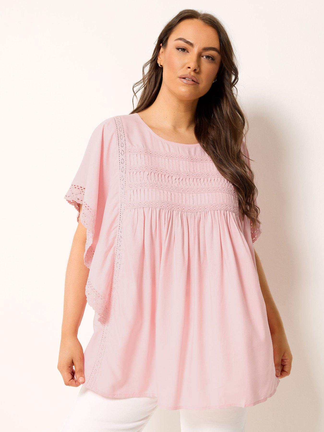 Image 1 of 4 of Yours Curve Statement Sleeve Blouse - Pink