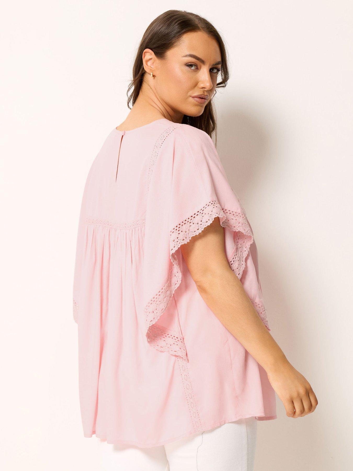 Image 2 of 4 of Yours Curve Statement Sleeve Blouse - Pink
