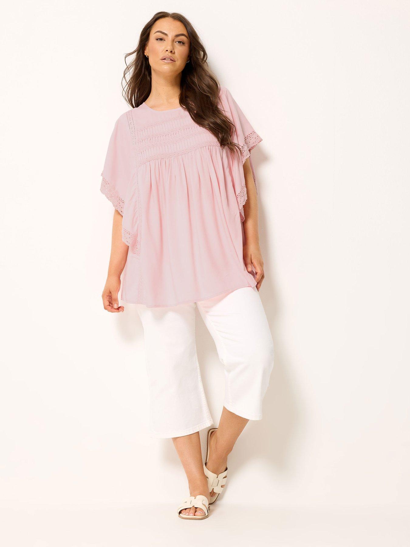 Image 3 of 4 of Yours Curve Statement Sleeve Blouse - Pink