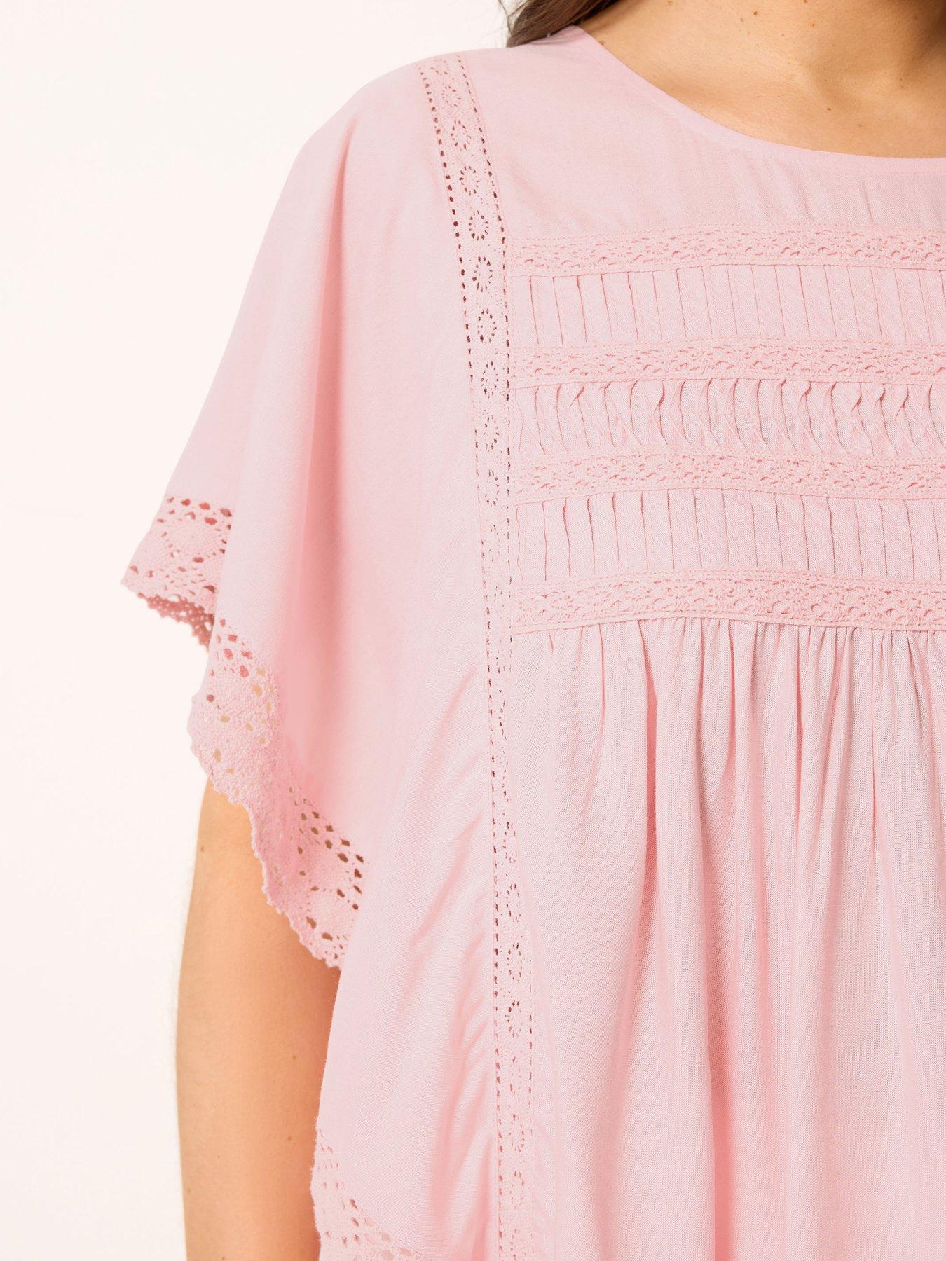 Image 4 of 4 of Yours Curve Statement Sleeve Blouse - Pink