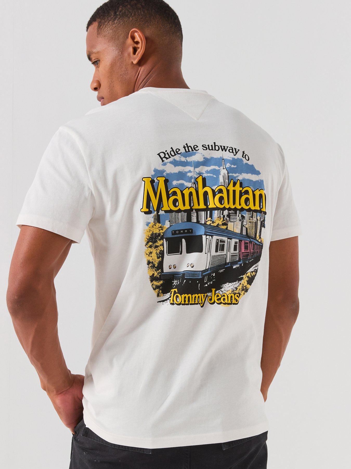 Tommy Jeans Regular NYC Novelty Short Sleeve T-Shirt, White, Size M, Men