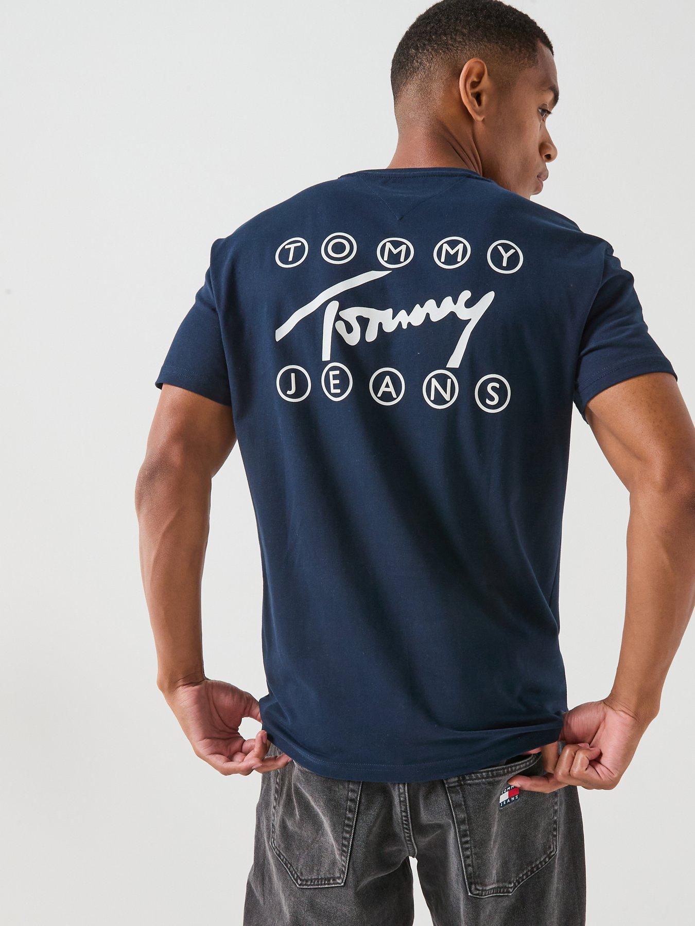 Tommy Jeans Regular Signature Play Back Graphic T-Shirt, Navy, Size L, Men