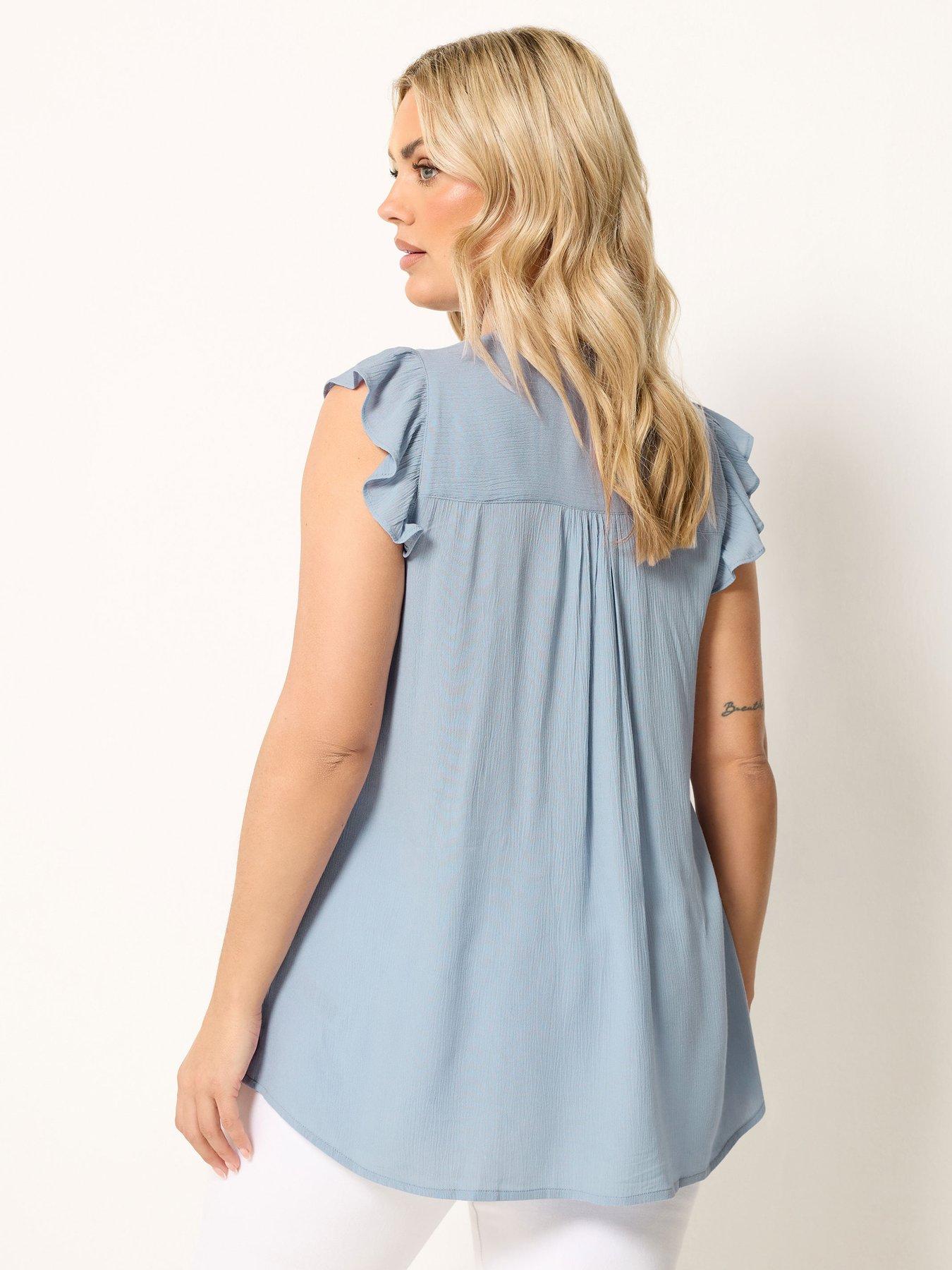 Image 2 of 4 of Yours Curve Sleeveless Pintuck Top - Blue