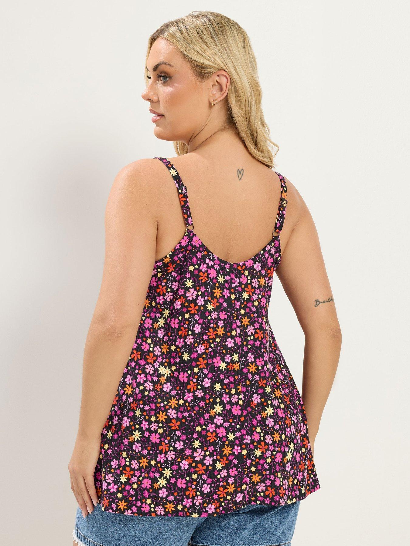Image 2 of 4 of Yours Curve Printed Rib Swing Cami - Black