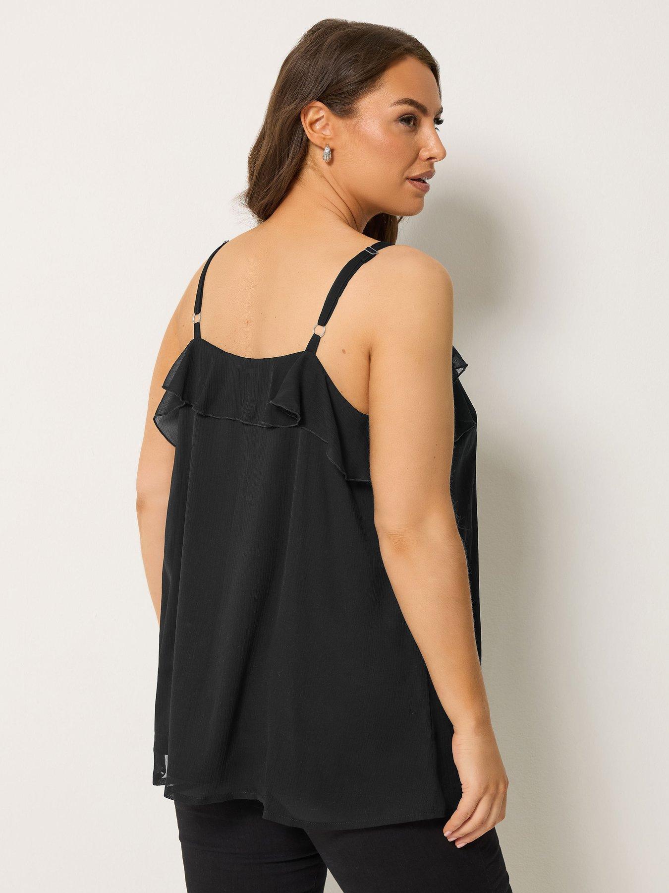 Yours Curve Ruffle Cami Top - Black | Very