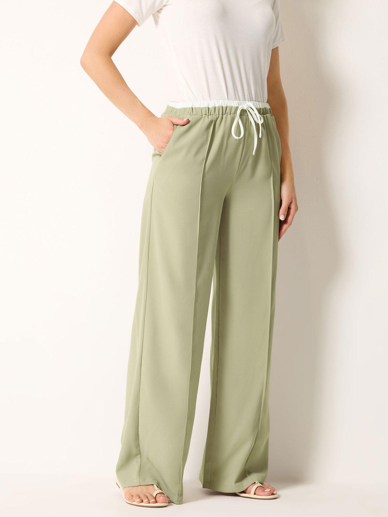 Long Tall Sally Natural Waistband Wide Leg Trousers 34" - Brown