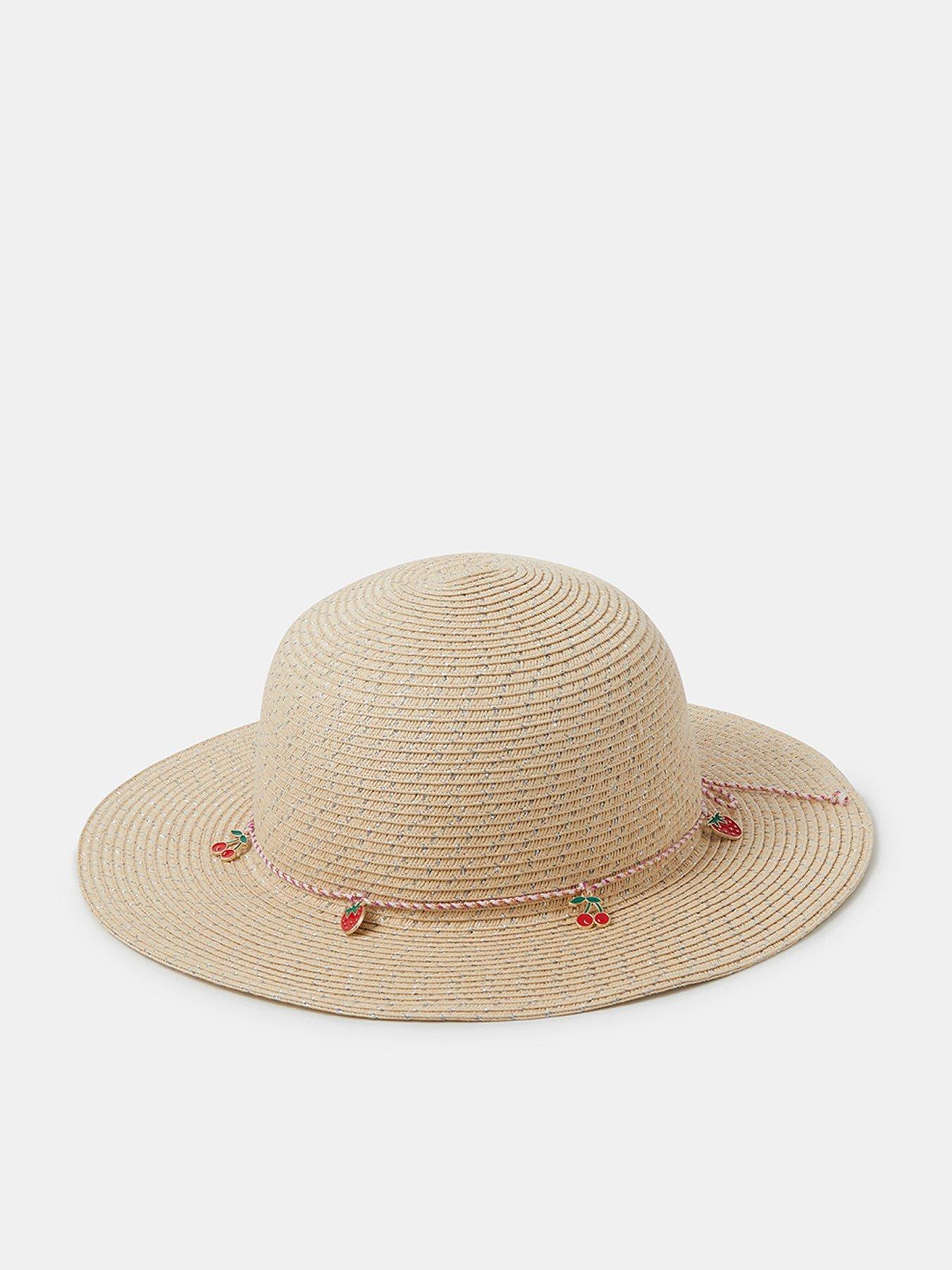 Accessorize Girls Cherry Floppy Hat - Beige