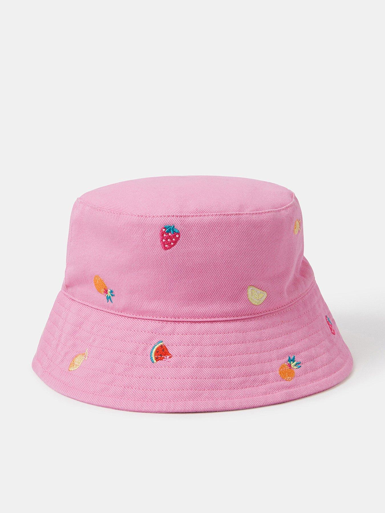Accessorize Girls Embroidered Fruits Bucket Hat - Pink
