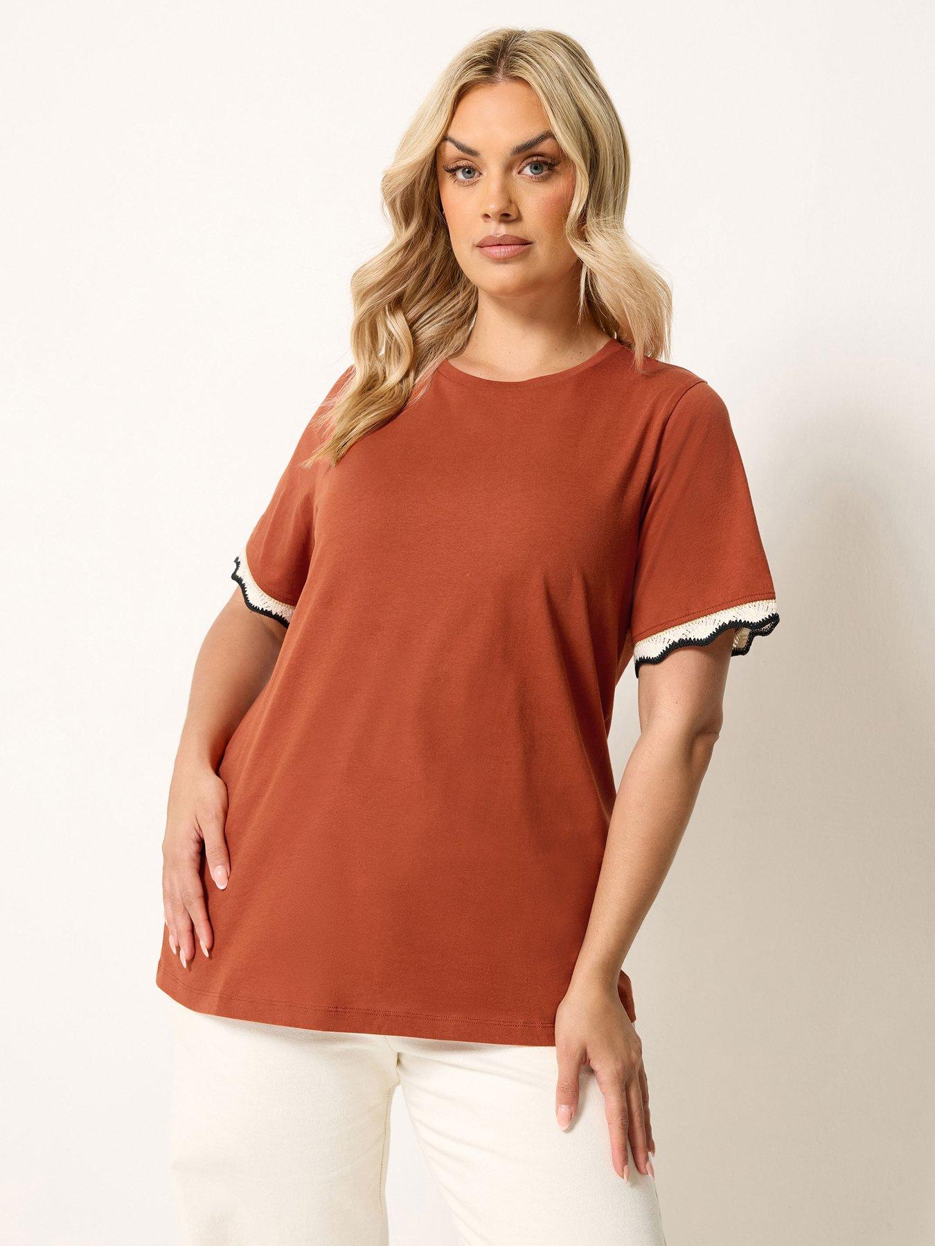 Yours Curve Lurex Trim T-shirt