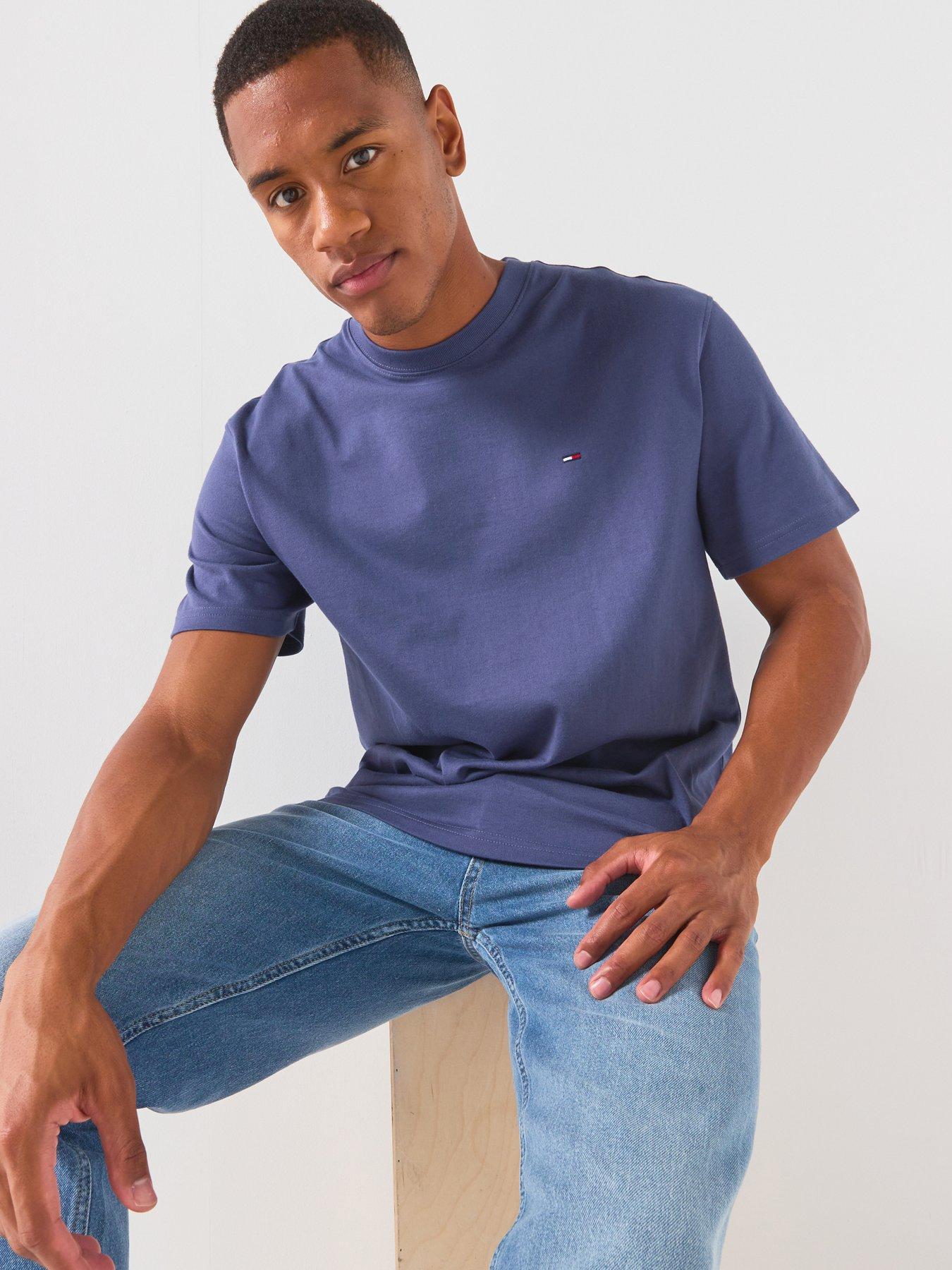Tommy Jeans Relaxed Flag Short Sleeve T-Shirt, Navy, Size L, Men