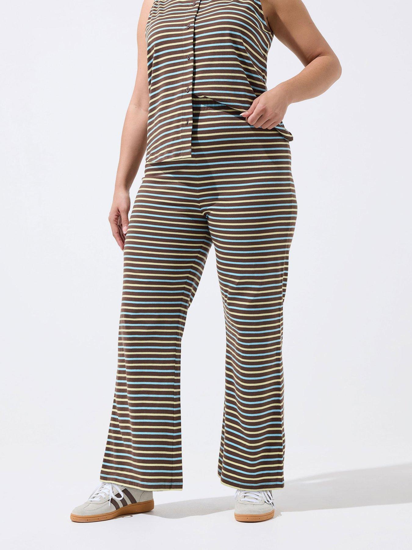 Image 1 of 4 of Yours Curve Stripe Trouser Co Ord - Yellow