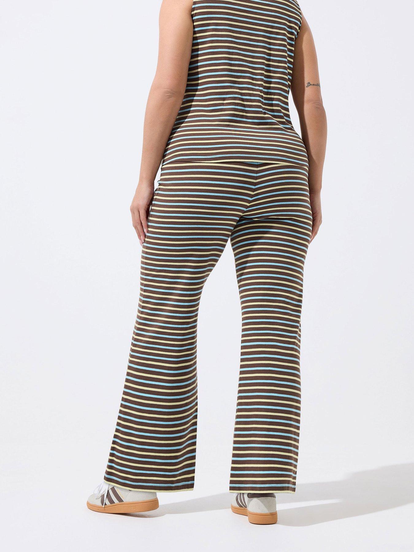 Image 2 of 4 of Yours Curve Stripe Trouser Co Ord - Yellow