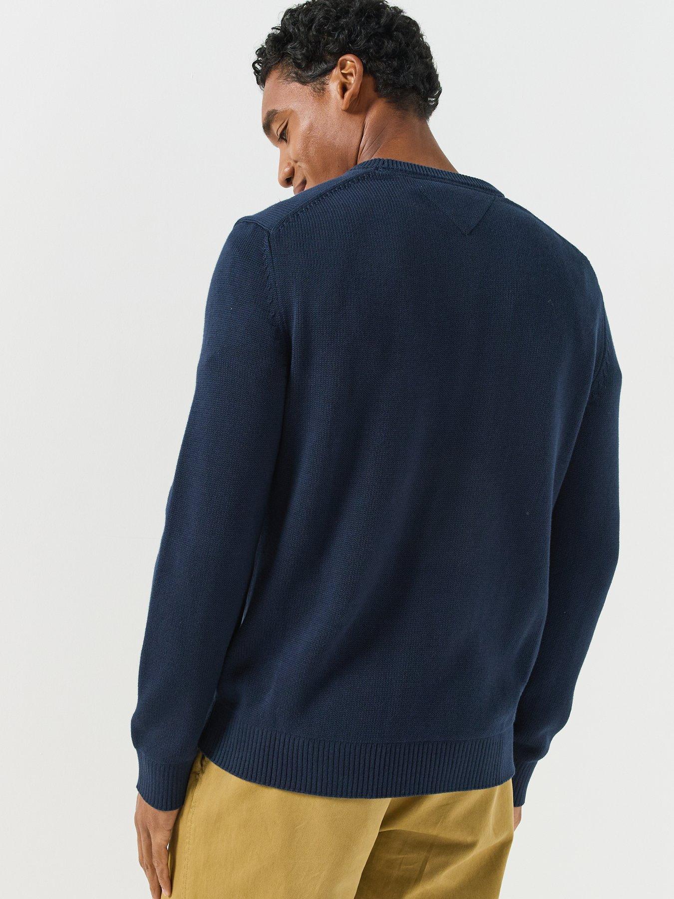 Image 2 of 6 of Tommy Jeans Mens Essential Textured Cotton Regular Fit Jumper - Navy