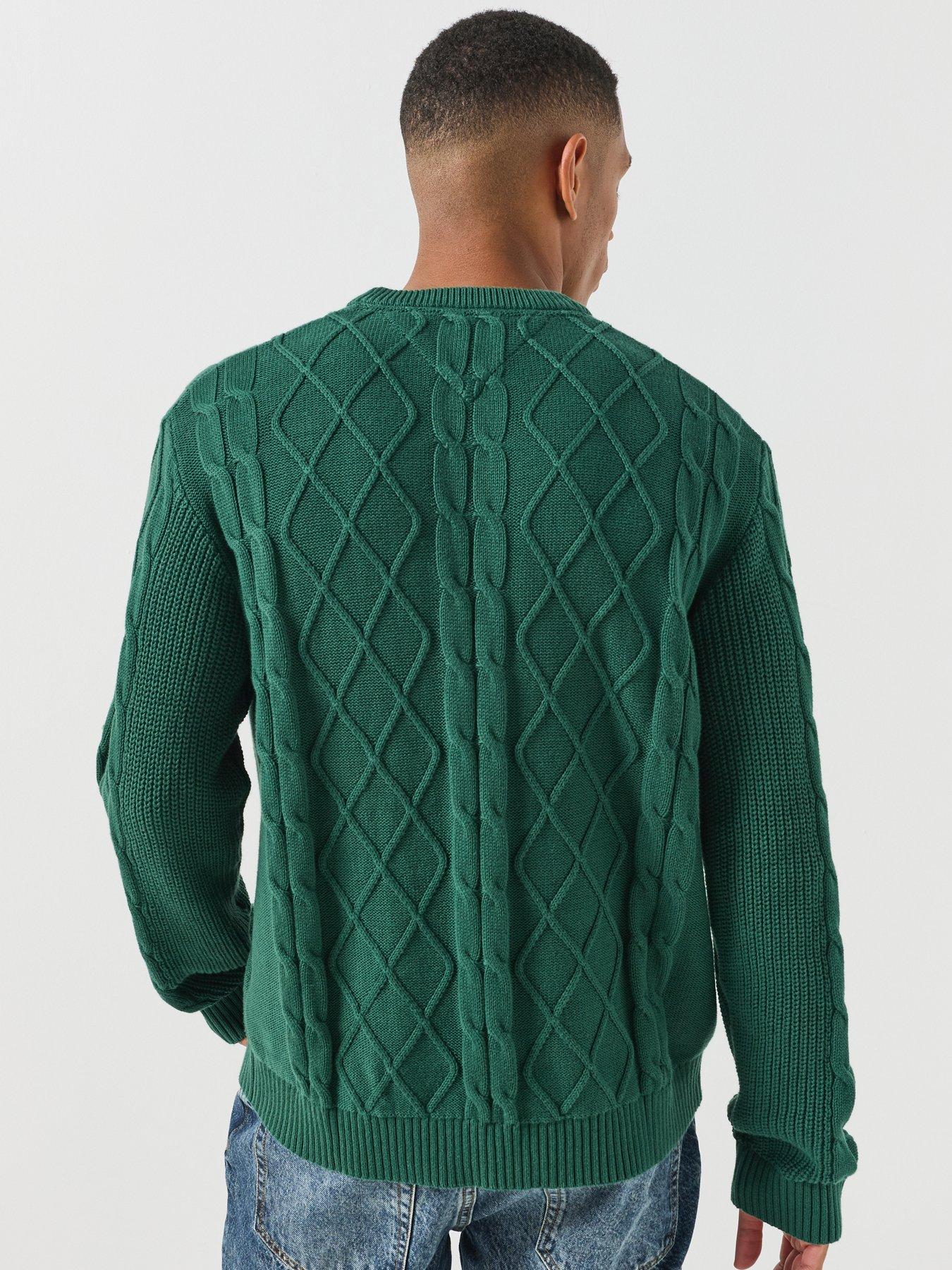 Image 2 of 6 of Tommy Jeans Regular Fit Cable Knitted Jumper - Green