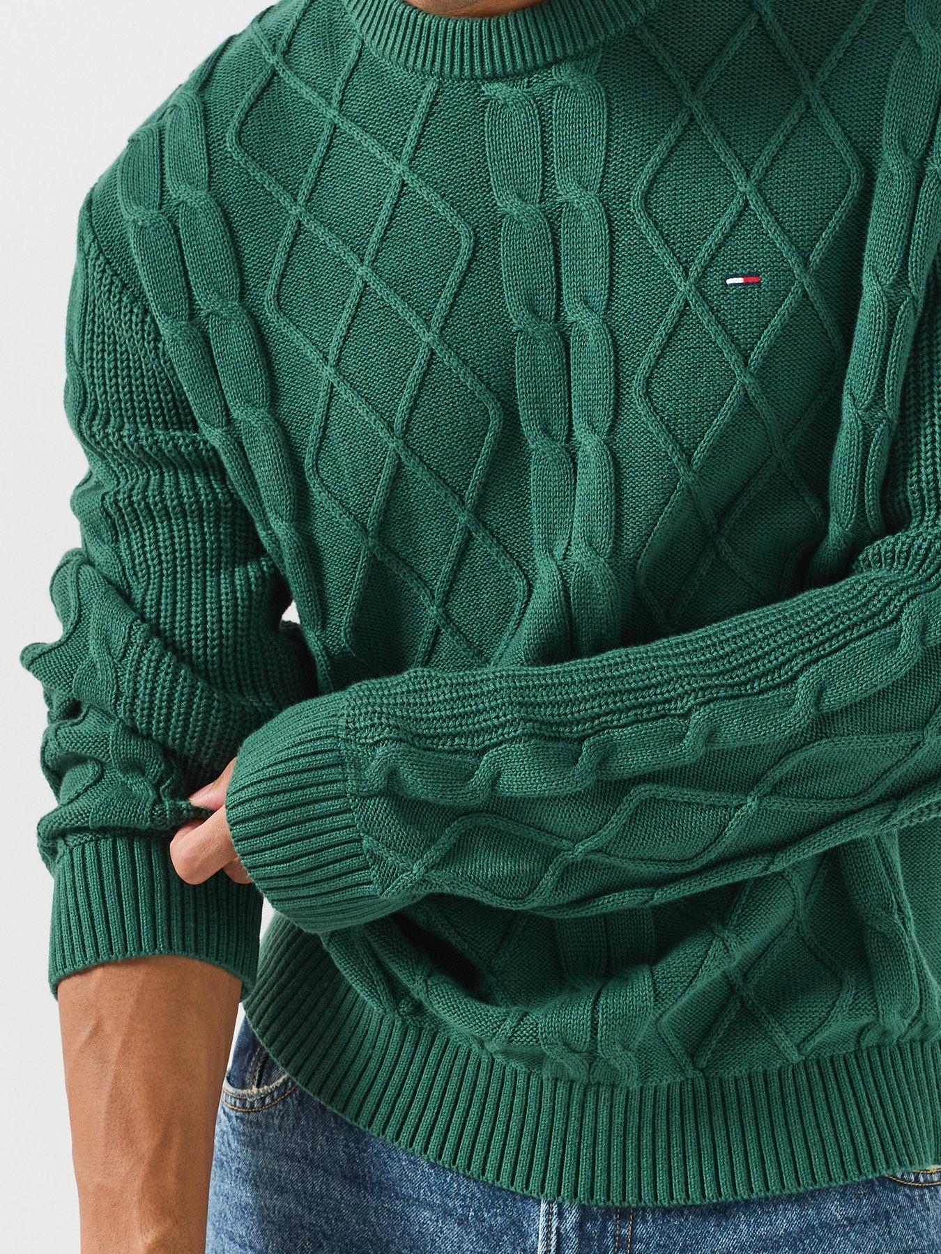 Image 6 of 6 of Tommy Jeans Regular Fit Cable Knitted Jumper - Green